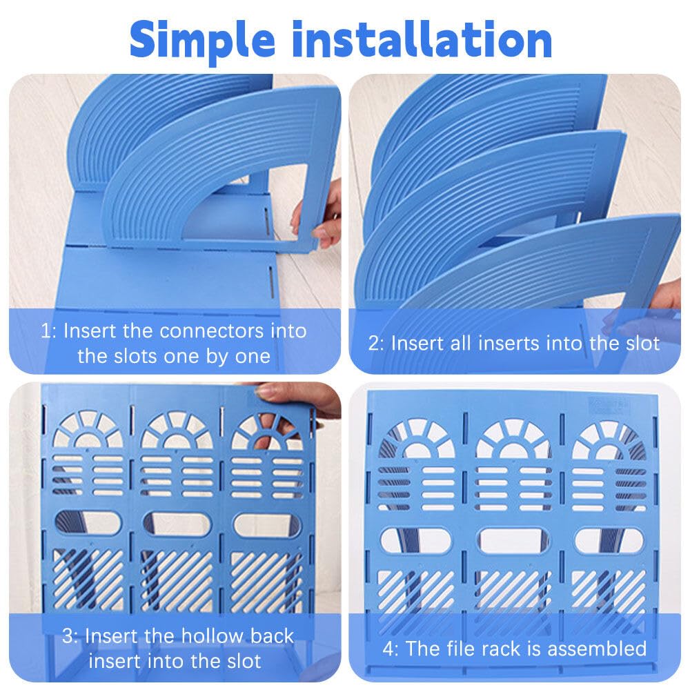 Revistero, 3 Compartimentos Desk Organizer Revistero Archivador de Plástico para Oficina y Hogar Organizador Libros Documentos… (azul marino)
