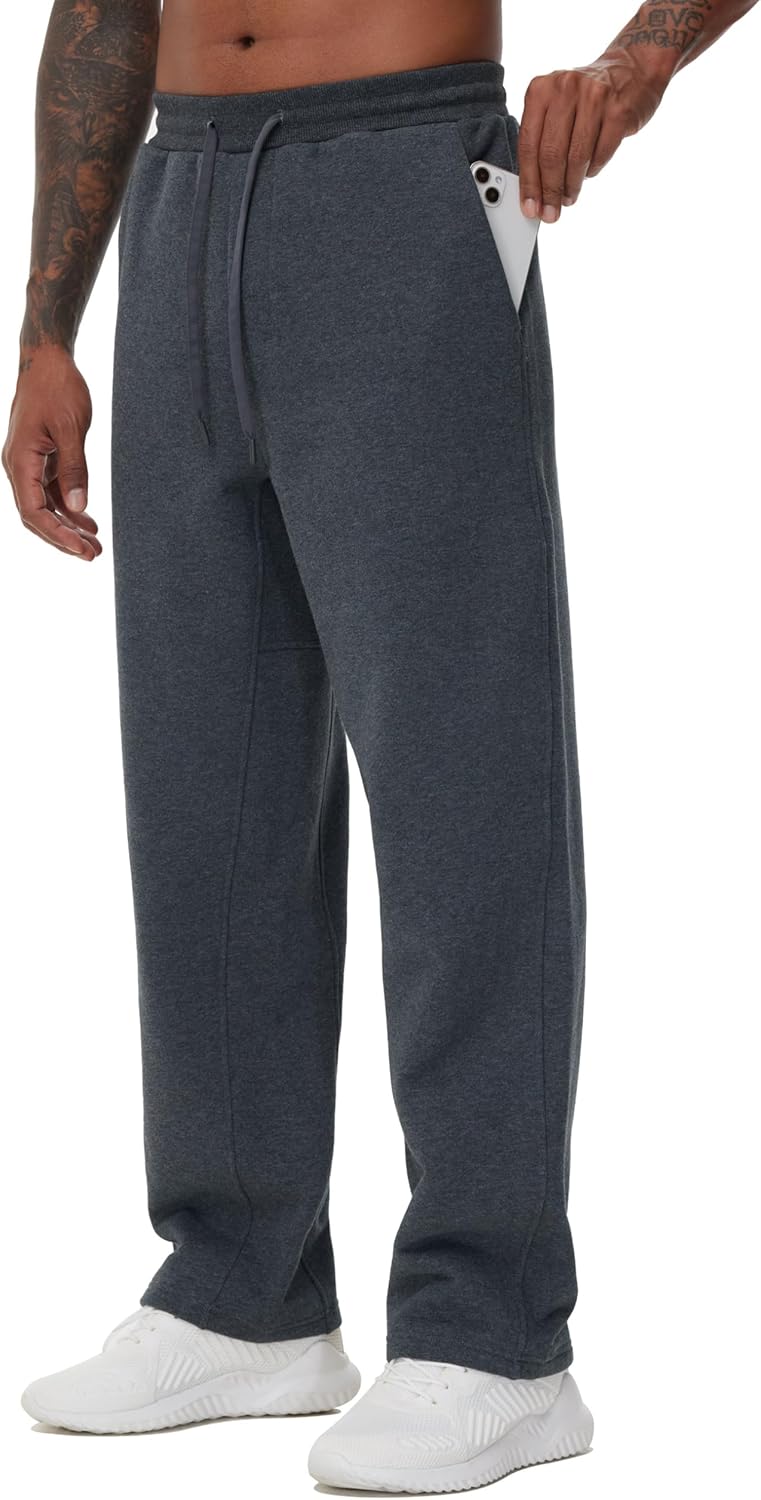 THE GYM PEOPLE Men's Baggy Fleece Workout Sweatpants with Pockets Drawstring Lounge Athletic Running Pants