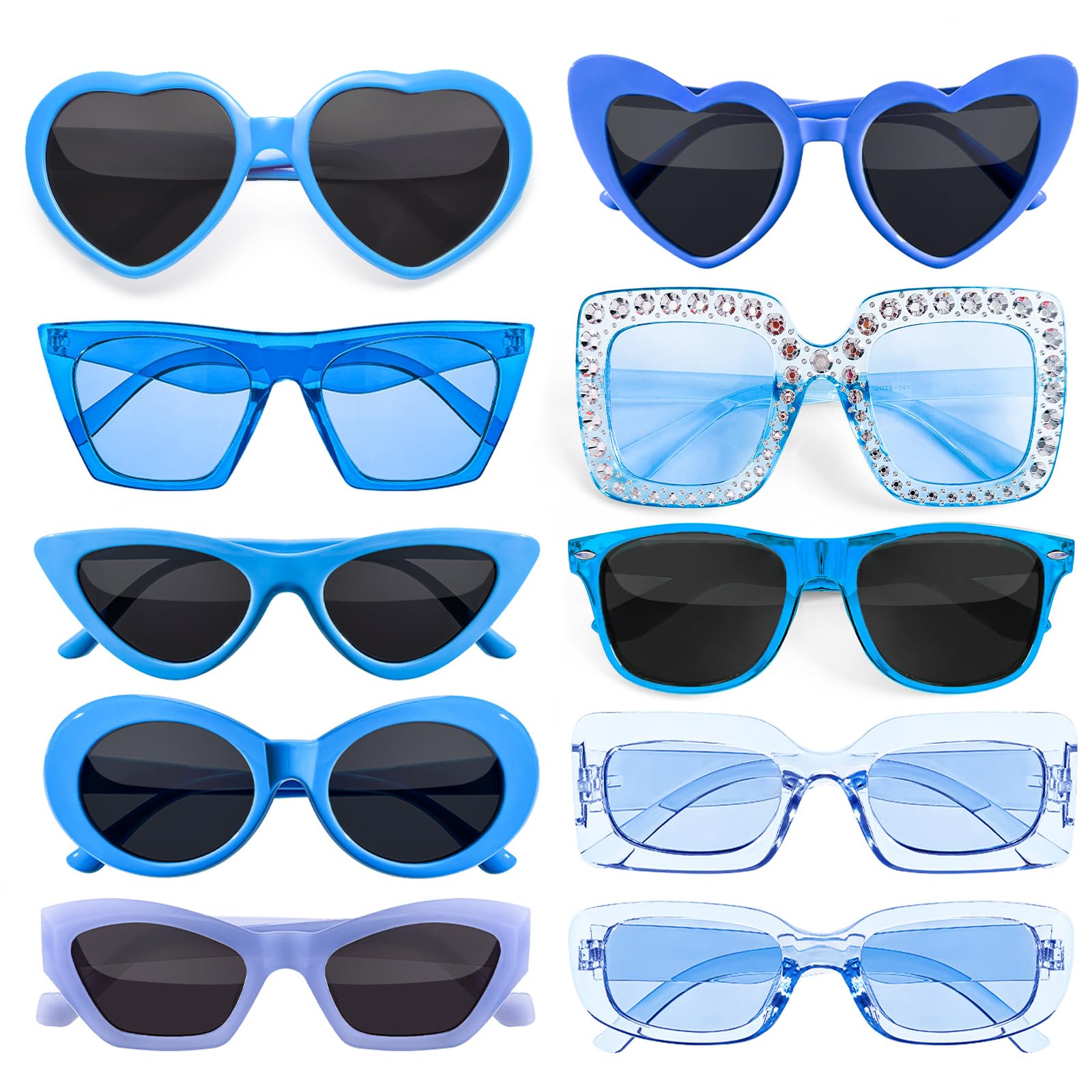 Geopty 10 Pack Mixed Styles Trendy Retro Sunglasses for Women/Men Party Favors Sungasses Costume Accessories Eyewear Set