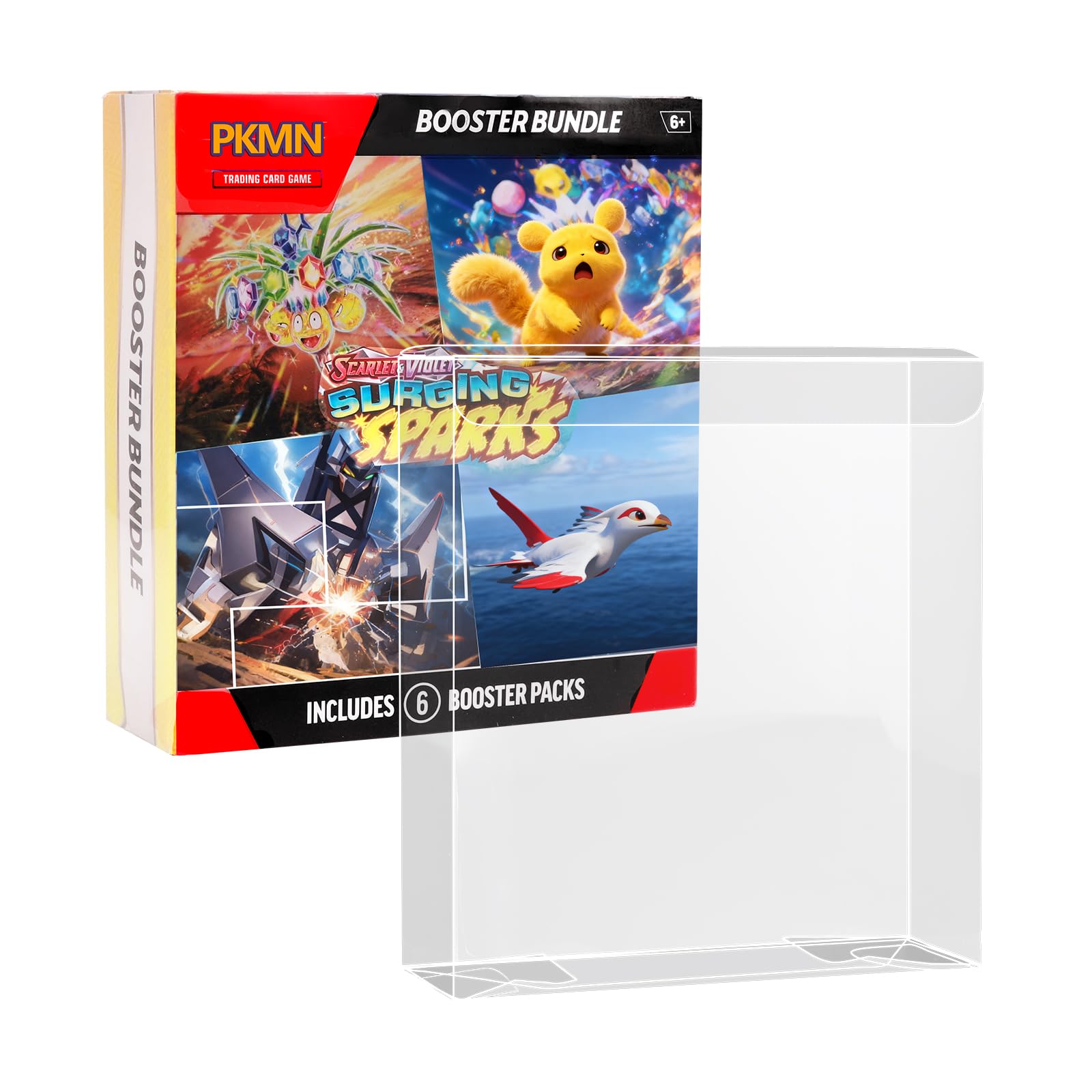 PKMN TCG Surging Sparks Booster Bundle Case - 5 Pack | 0.5mm Rigid PET Protector , Dust-Proof &amp; Crush-Resistant with UV Blocking Clear Display(Box Not Included)
