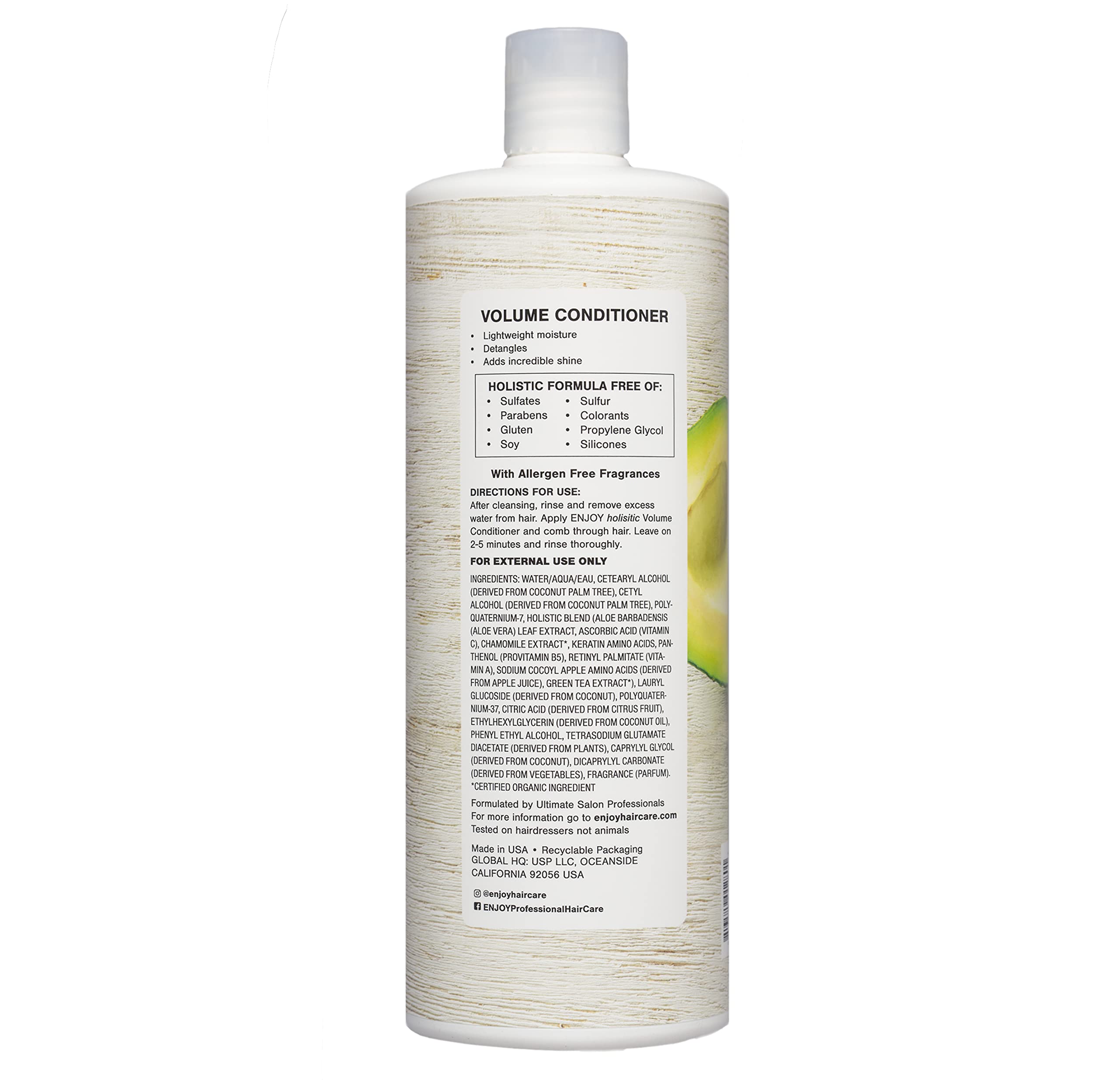 Enjoy Cuidado del cabello, acondicionador holístico volumen, pH 3,5 – 4,5, acondicionador para cabello dañado, acondicionador para cabello rizado, 100 ml