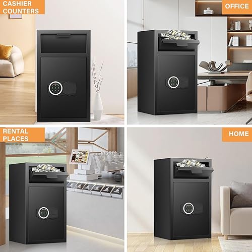 Miniatura 7 de Caja de seguridad impermeable e ignífuga de 2.12 pies cúbicos, caja de seguridad para el hogar con bolsa de documentos ignífuga, caja fuerte grande