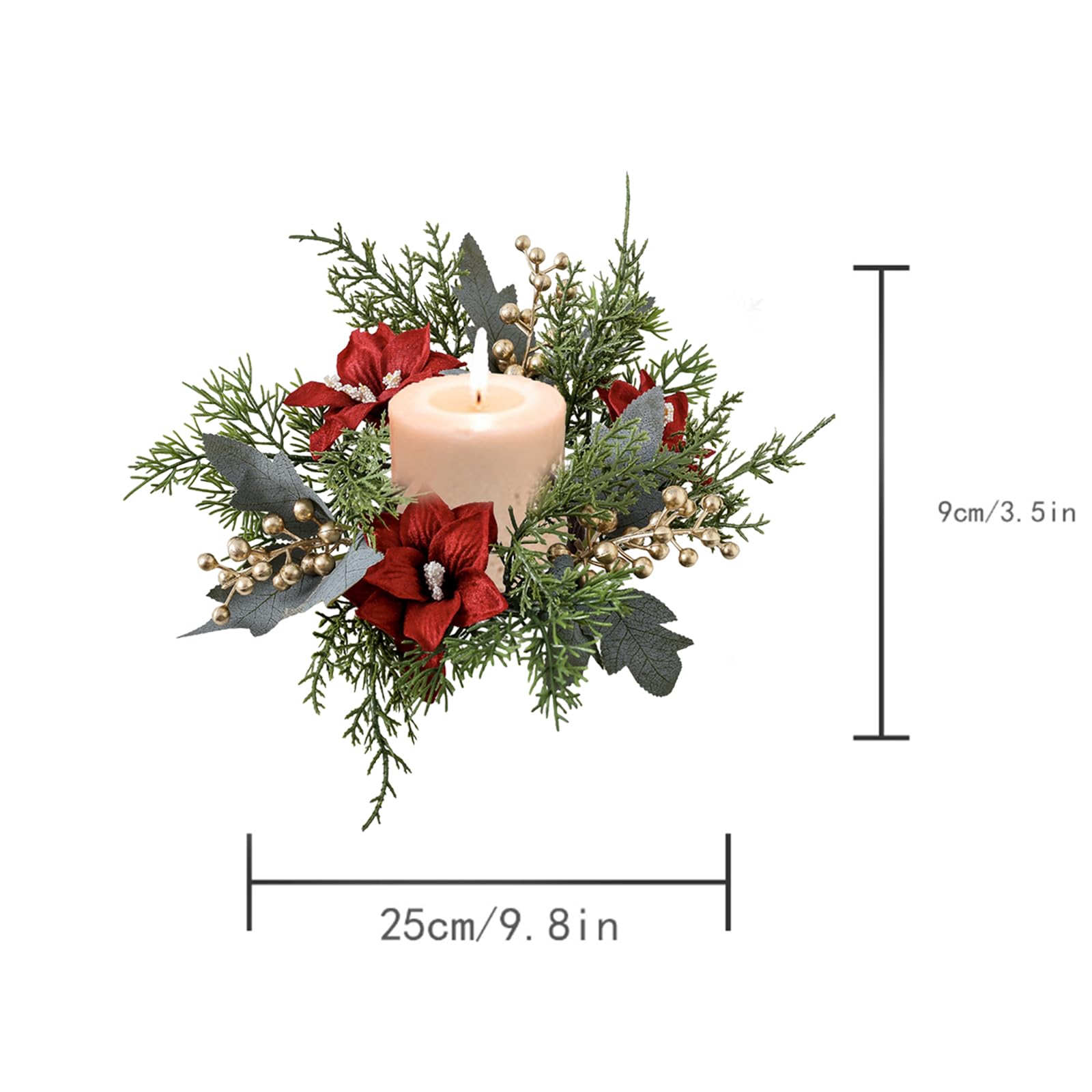 Ficugxd Kerzenkranz Für Stabkerzen,kerzenring Weihnachten,kerzenringe Für Stabkerzen,kerzenkranz,adventskranz Tisch,kerzenring Künstliche Girlande,kerzenringe Für Stabkerzen Weihnachten