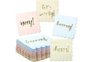 100 Pcs Scalloped Cocktail Napkins 5 x 5 Inch Disposable Pastel Paper...