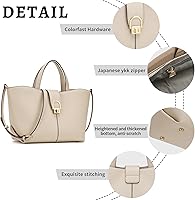 Vista 3 de Bolso cruzado de cuero con asa superior, bolso de mano para mujer, con asa superior y correa ajustable Blanco