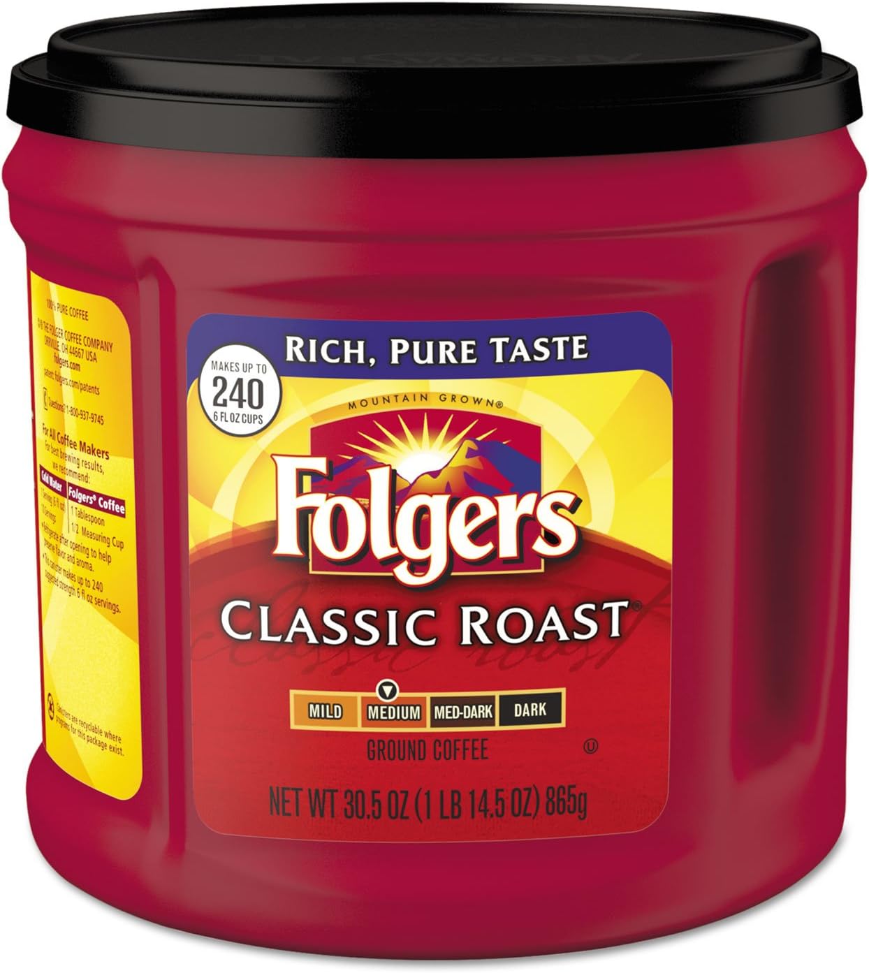 Coffee, Classic Roast, Ground, 30.5 oz Canister, 6/Carton