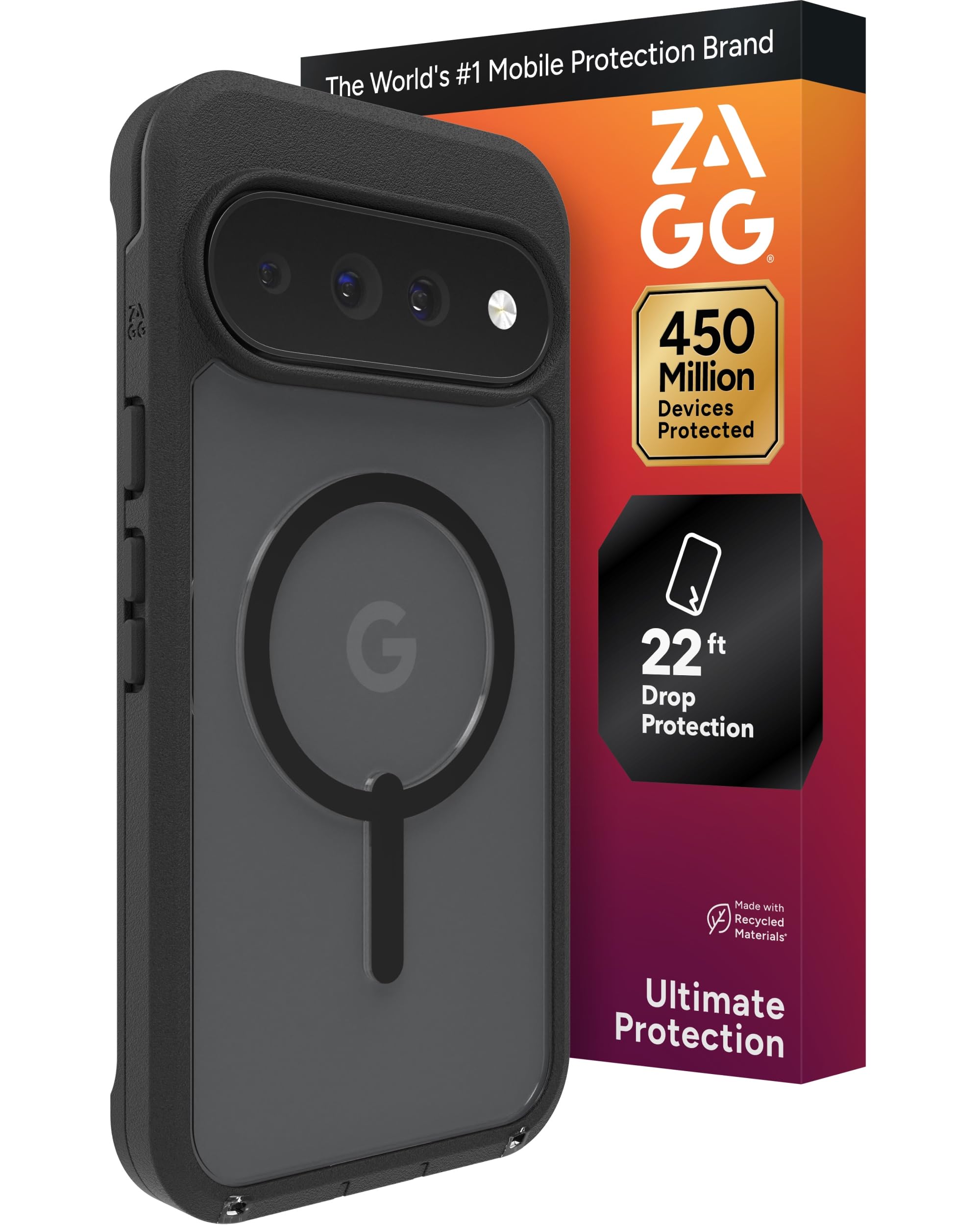 ZAGG Rainier Google Pixel 11 Pro XL Case, Nero | Robusta copertura magnetica per telefono con protezione da cadute da 6,7 m, fortificata con grafite, armatura in due pezzi