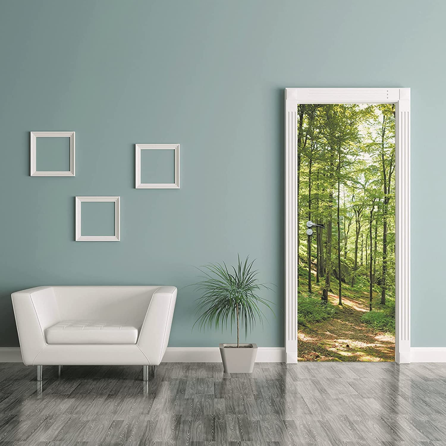 Adesivi Per Porte Per Camere Da Letto Prato Di Alberi Della Foresta Halloween Ufficio Bagno Corridoio Decorazioni Per La Casa 3D Porta Murale Fai Da Te Vinile Carta Da Parati Autoadesiva Impermeabile