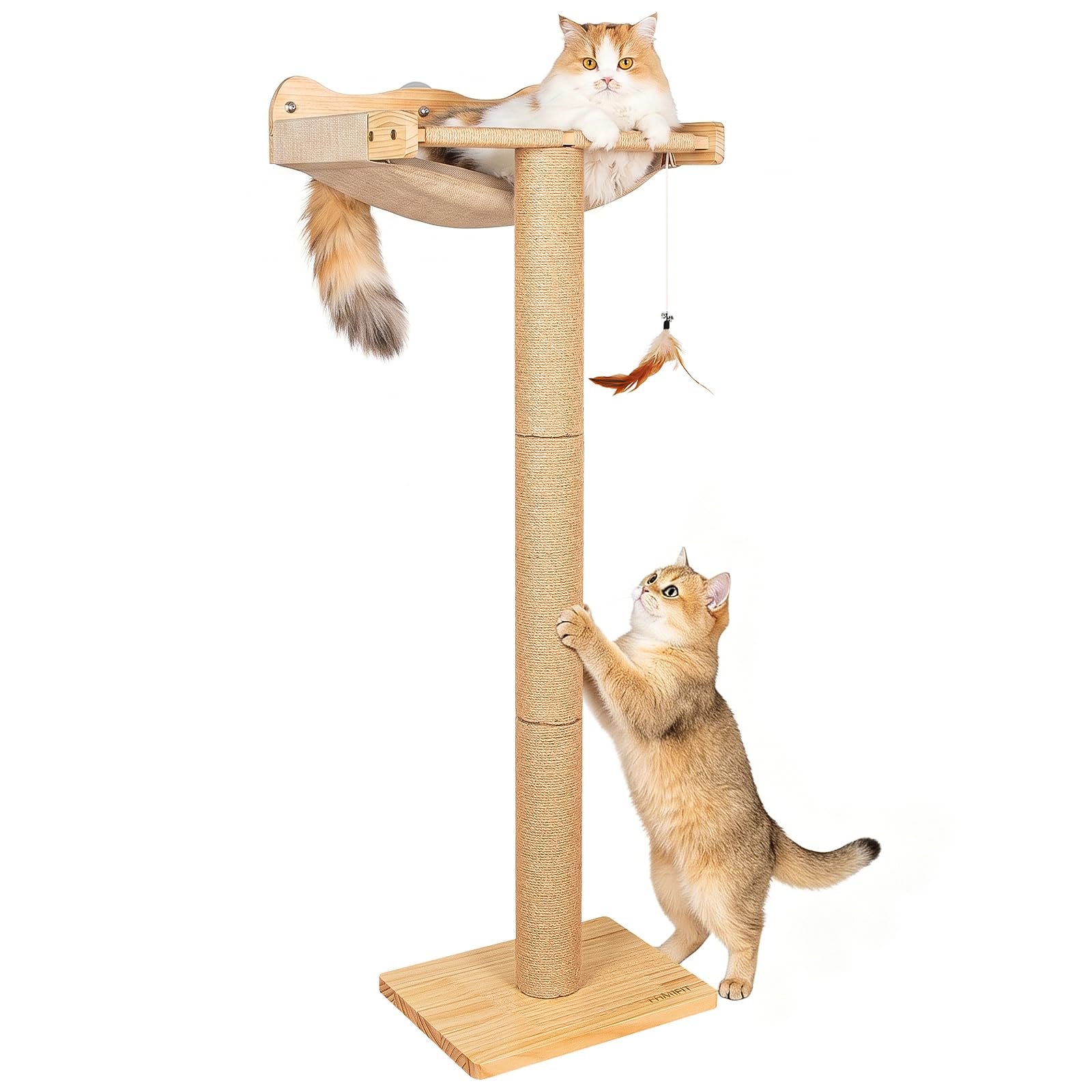 Photo 1 of Cat Window Perch Hammock with 3-Piece Detachable Sisal Scratching Posts, Drill-Free Suction Cup Mount, Multi-Level Climbing Perch for Bird Watching, 45 LBS Capacity