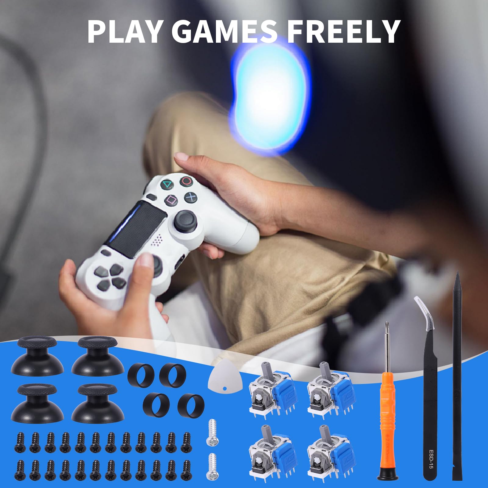 TMR Elektromagnetyczne Joystick, Kompatybilne z PlayStation 5 PS5, Bez Dryftu, Zestaw Naprawczy z Nasadkami 3D, Akcesoria Zamienne z Narzędziem Otwierającym
