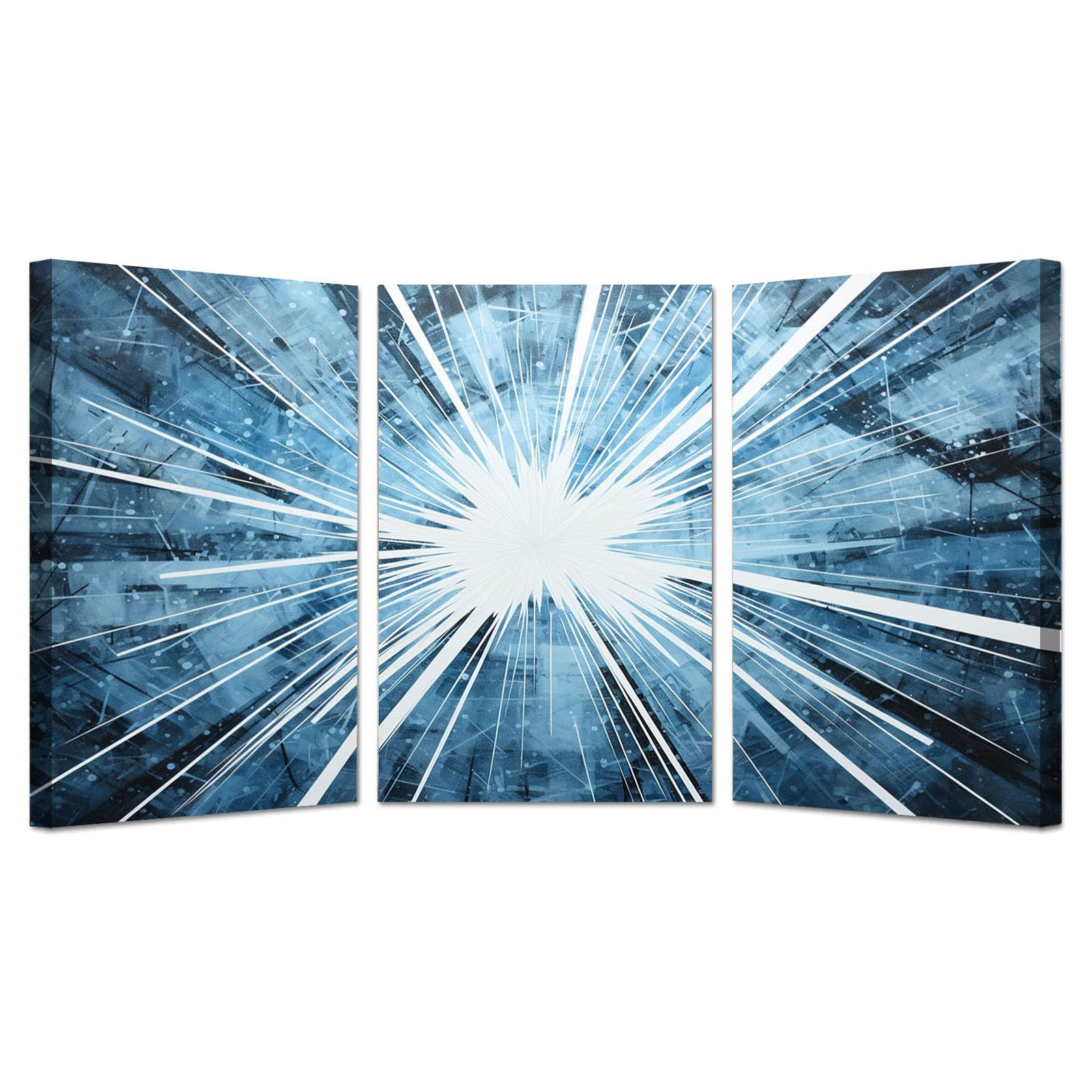 WIKEO 3 Piezas Moderna Abstracto Cuadros Obras de arte abstractas en 3D Baño imágenes estéticas,decoración de pared bohemia para salón o dormitorio PóSter（azul-40x60cmx3 Enmarcado
