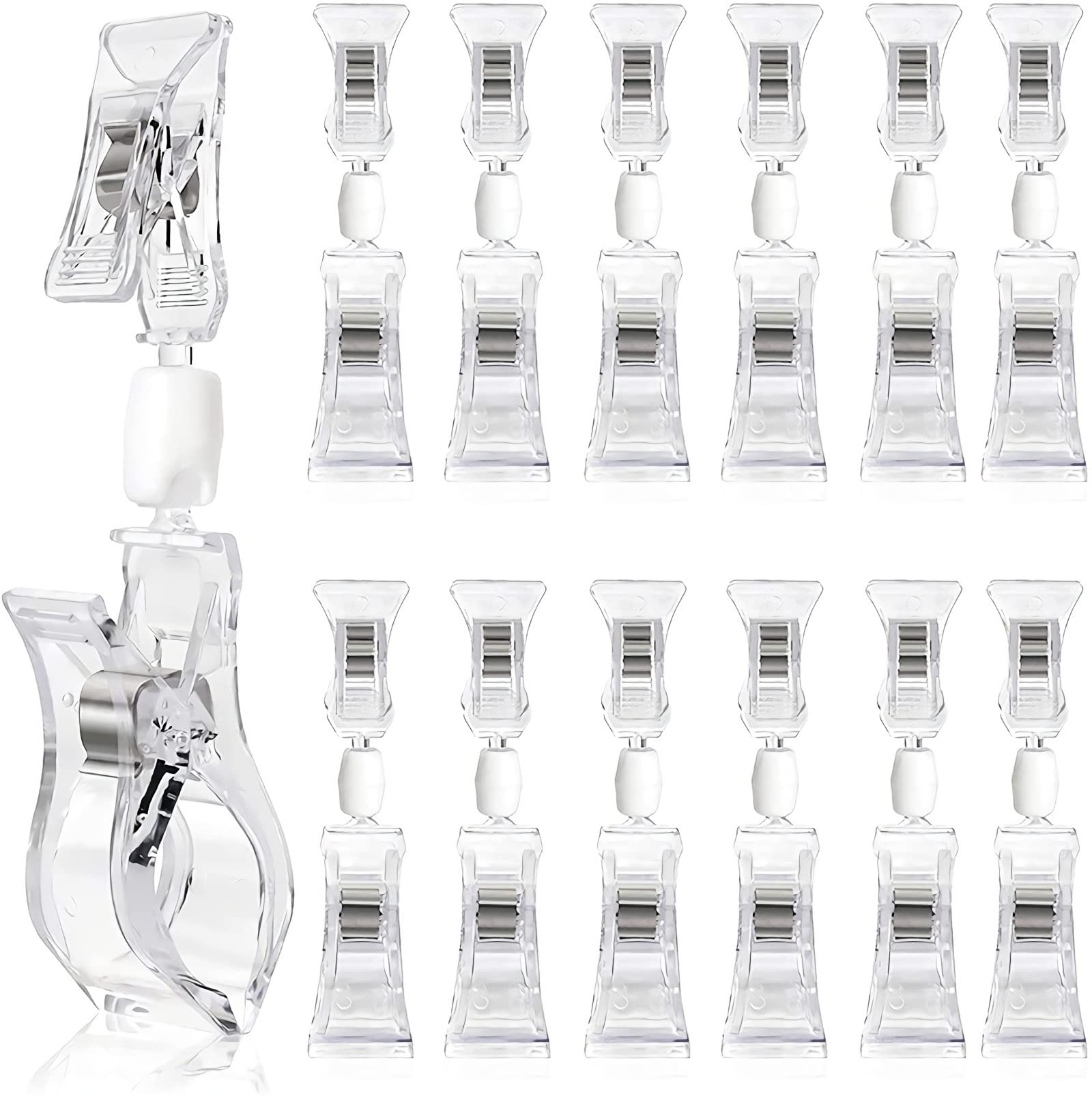 Double Sided Sign Clips Sign Display Mini Clip Clear Rotatable Merchandise Clip on Sign Holder Plastic Price Tag Clip Sign Holder Stand for Label Clothing Business Cards Retail Baskets(20 Pieces)