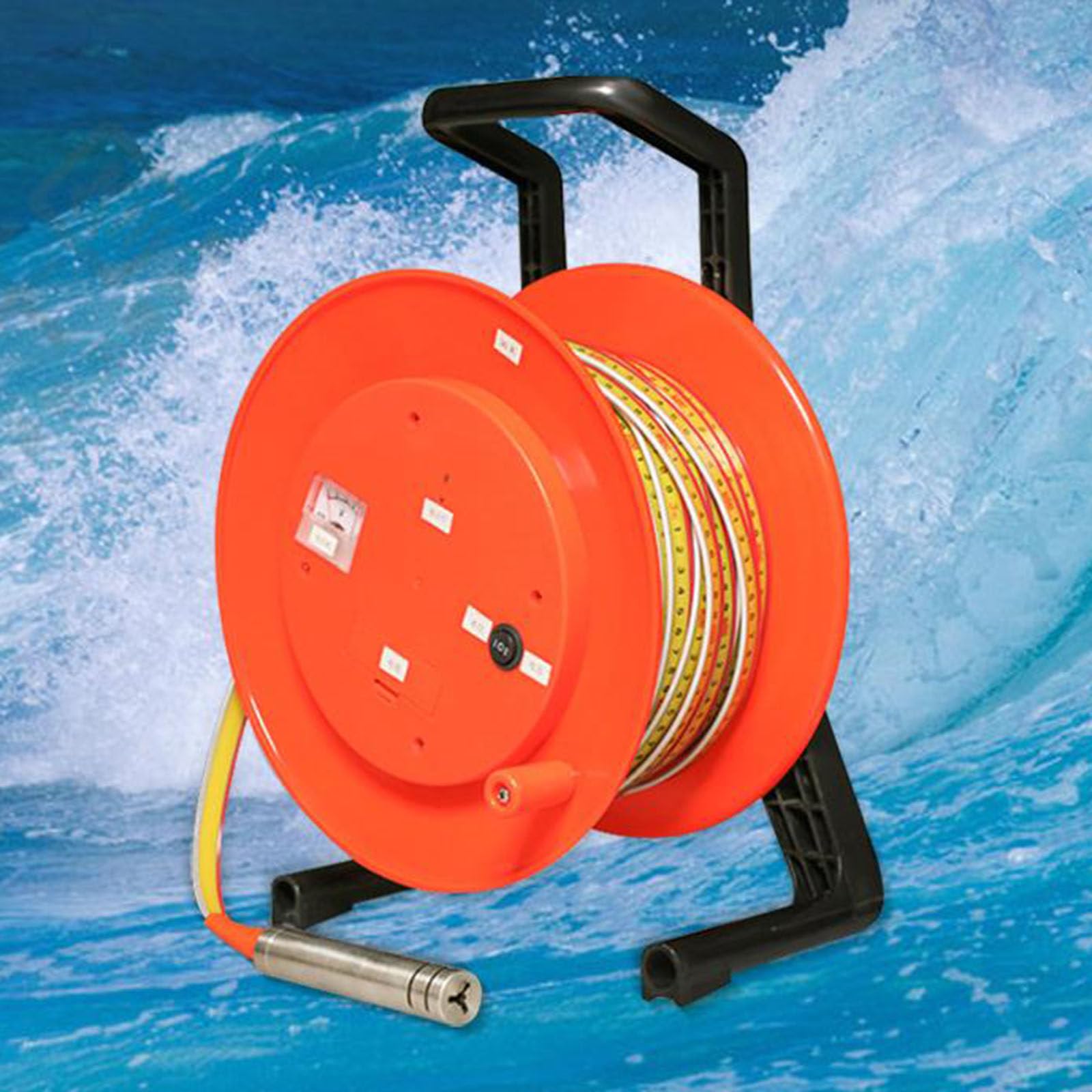 YNIYUJKL Water Level Meter With Stainless Steel Probe, Cable Reel, Groundwater Well Depth Detector, Accurate Liquid Level Measuring Tool For Industrial, 50M,200m(656ft)