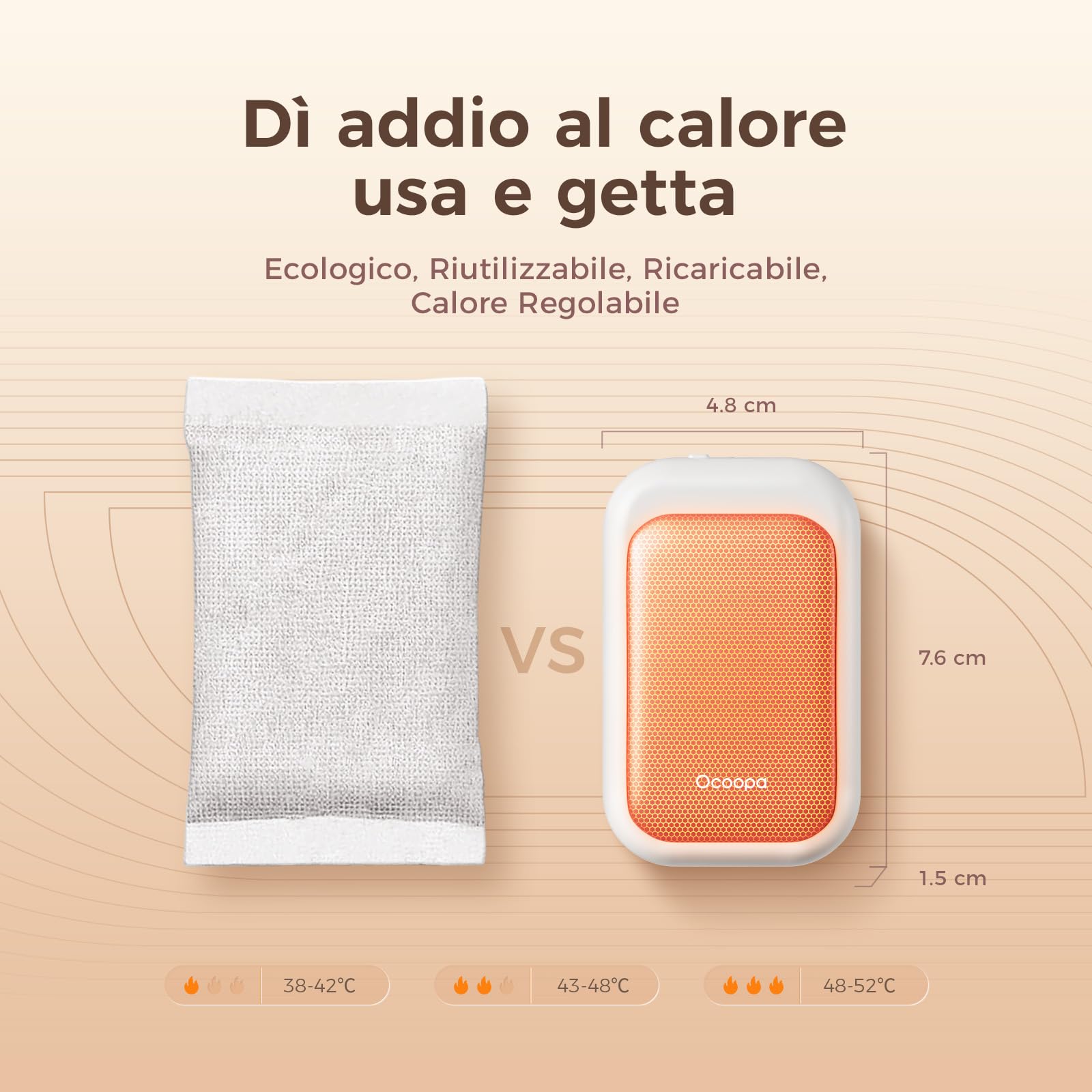 OCOOPA UT4 Young Scaldamani Ricaricabili 2 in 1, Scaldamani Elettrico Magnetico, Tascabile, Ultra Compatto per Guanti, 3 Livelli di Calore, Regalo Calore per Uomo, Donna, Outdoor, Golf, Campeggio