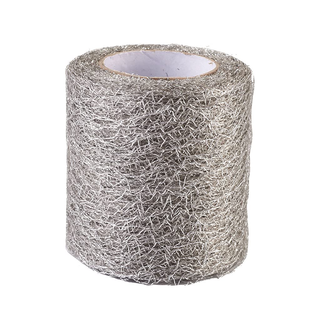 Ruban en tulle creux argenté 18m x 7,6cm pour décoration et DIY