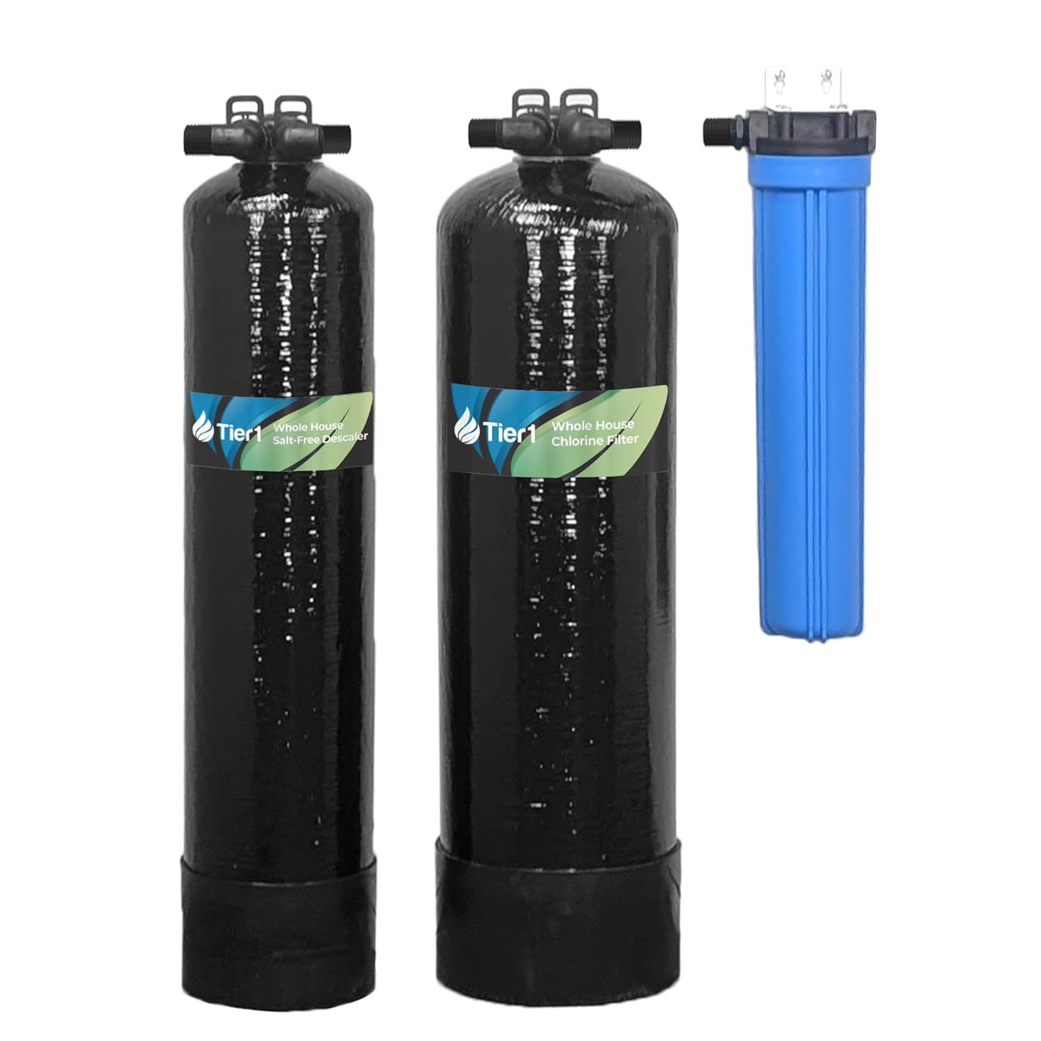 Tier1 Salt-Free Descaler & Chlorine Filter | 3-in-1 TAC Conditioner | 300,000 Gallon Capacity | Chlorine Reduction & Sediment Pre-Filteration System | Scale Prevention Water Softener Alternative