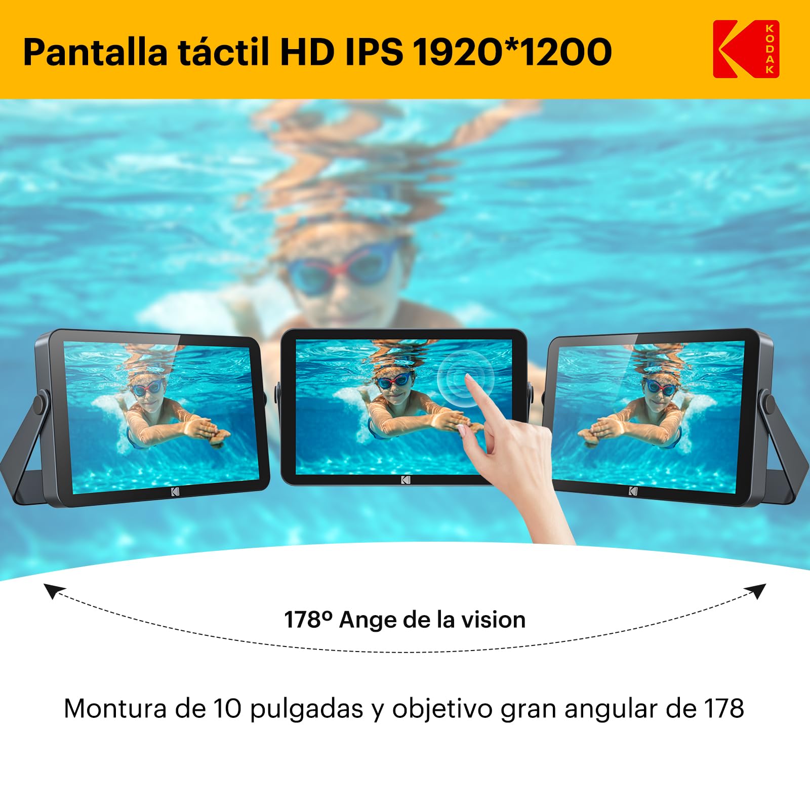 KODAK Marco De Fotos Digital WiFi De 10,1 Pulgadas, Batería De 4000mAh, 1920x1200 G+G IPS, Pantalla Táctil Inteligente, Marco De Fotos Digital Inteligente, Memoria Integrada De 32GB, Rotación