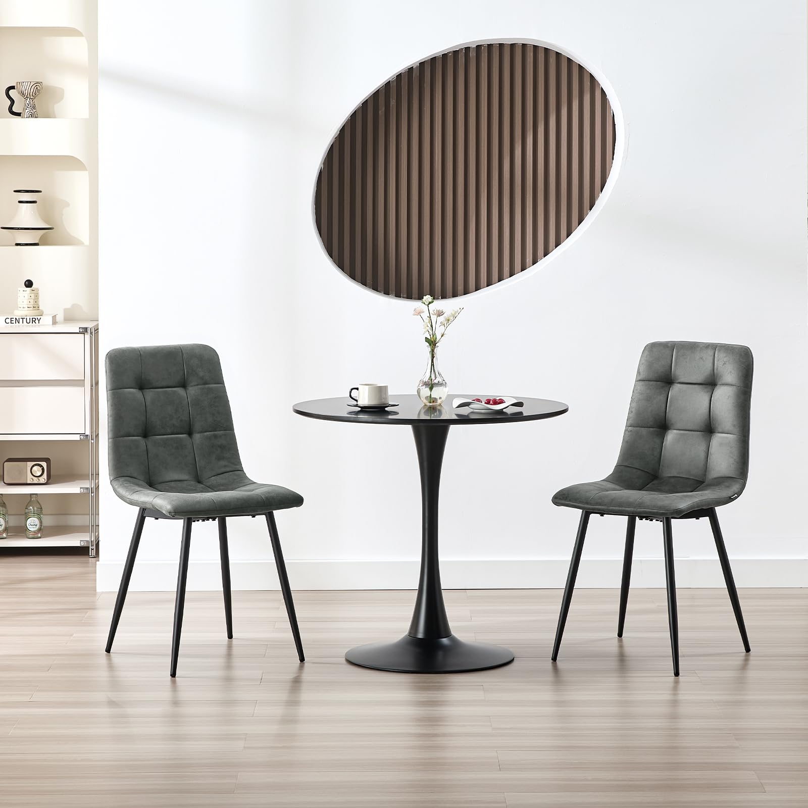 ANVOFONG Sedie Sala da Pranzo set da 2,Panno Tecnico Sedie Cucina,Salotto Con base in Metallo,Adatto a Sale da Pranzo, Soggiorni,Cucine,Camere da Letto e Sale di Ricevimento-Grigio scuro