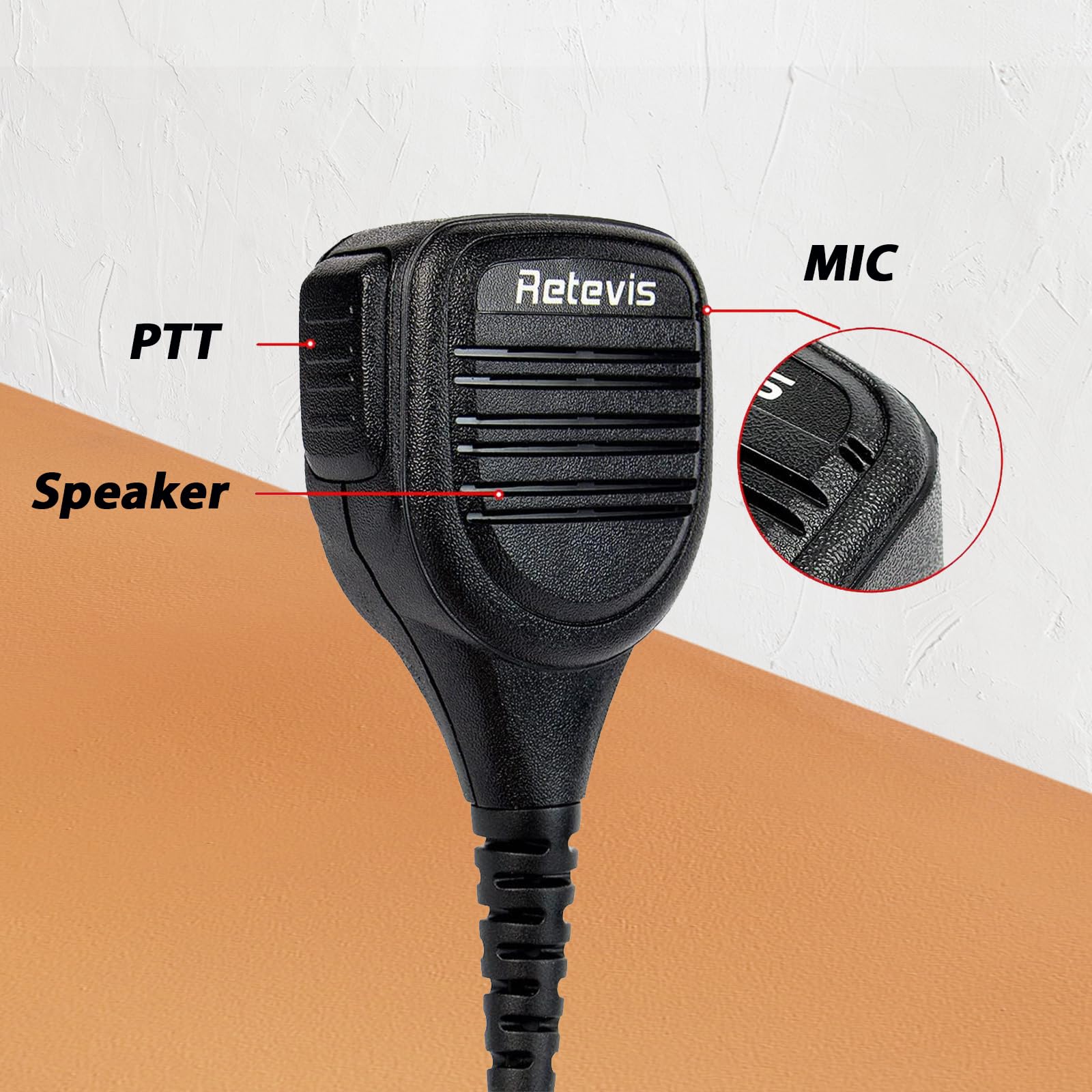 Retevis Microfono per Altoparlante a Distanza, Microfono a Spalla a 2 Pin, Compatibile con Walkie Talkies RT24 RT27 RT28 RT618 Baofeng UV-5R BF-888S Kenwood, Microfono per Altoparlante Radio (2 Pz)