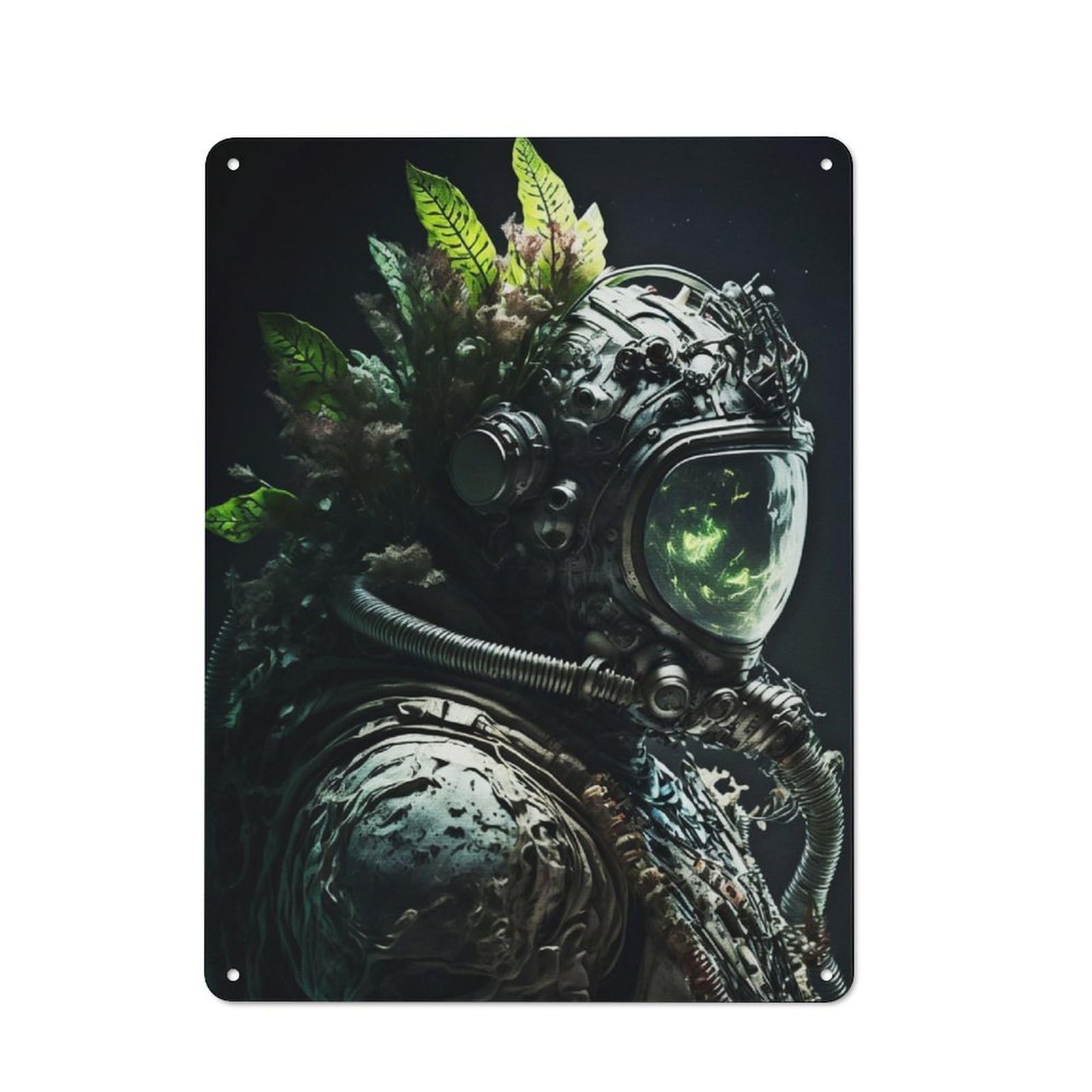 Garden Style Tin Sign 40x30cm Featuring Nature Astronaut, Shed Wall Decor for Patio Bar, Workshop, Shed Or Kitchen