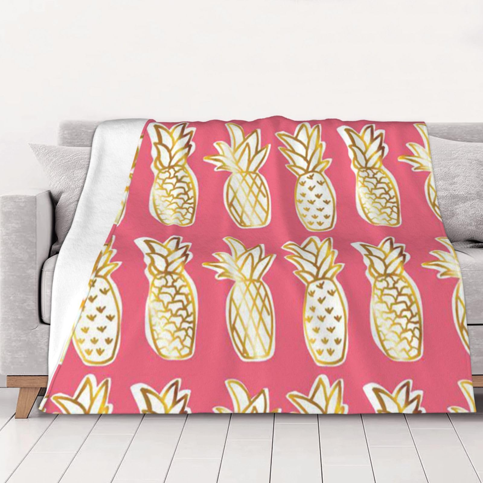 AUBKFELD Pineapple Printed Flannel Blanket 200x150 CM, Soft & Warm Throw Blanket for Sofa/Couch/Bed/Car, Gifts for Audlts Women Men