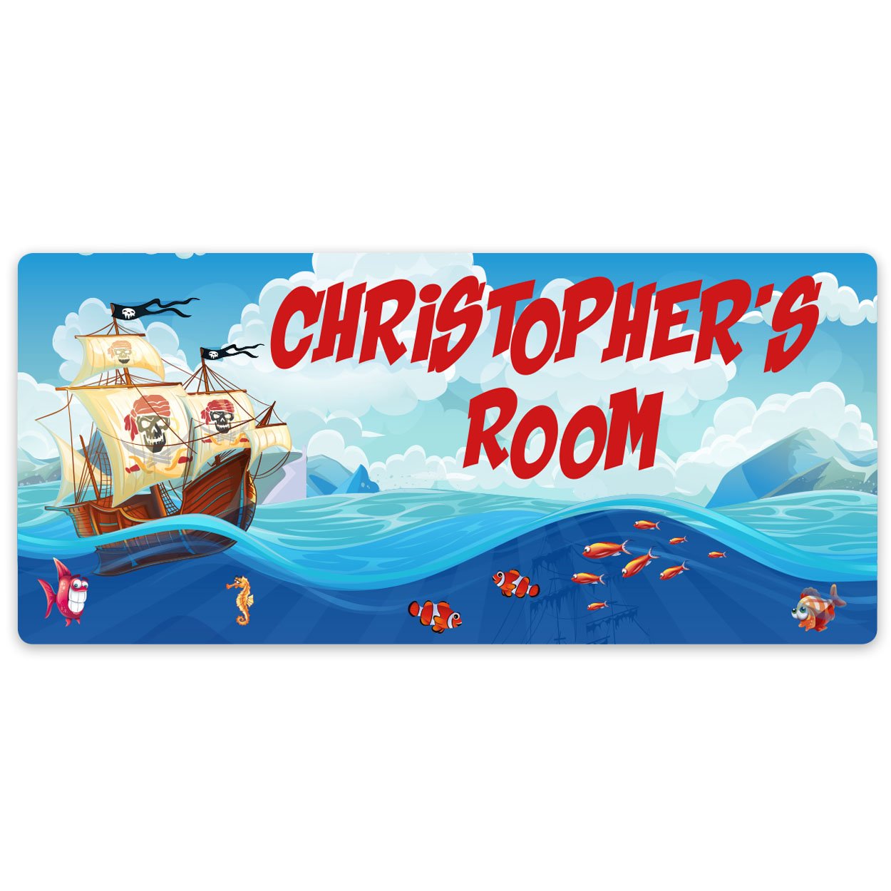 Bedroom Door Sign personalised for kids bedrooms | personalised door signs | Paper Themes (Pirates)