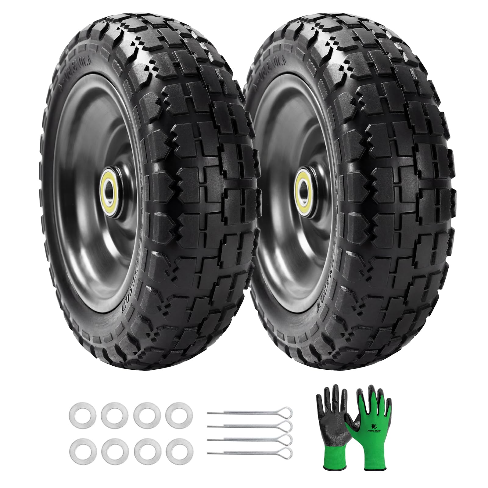 Parts Camp 10 inch flat free solid tire and wheel 2 pack