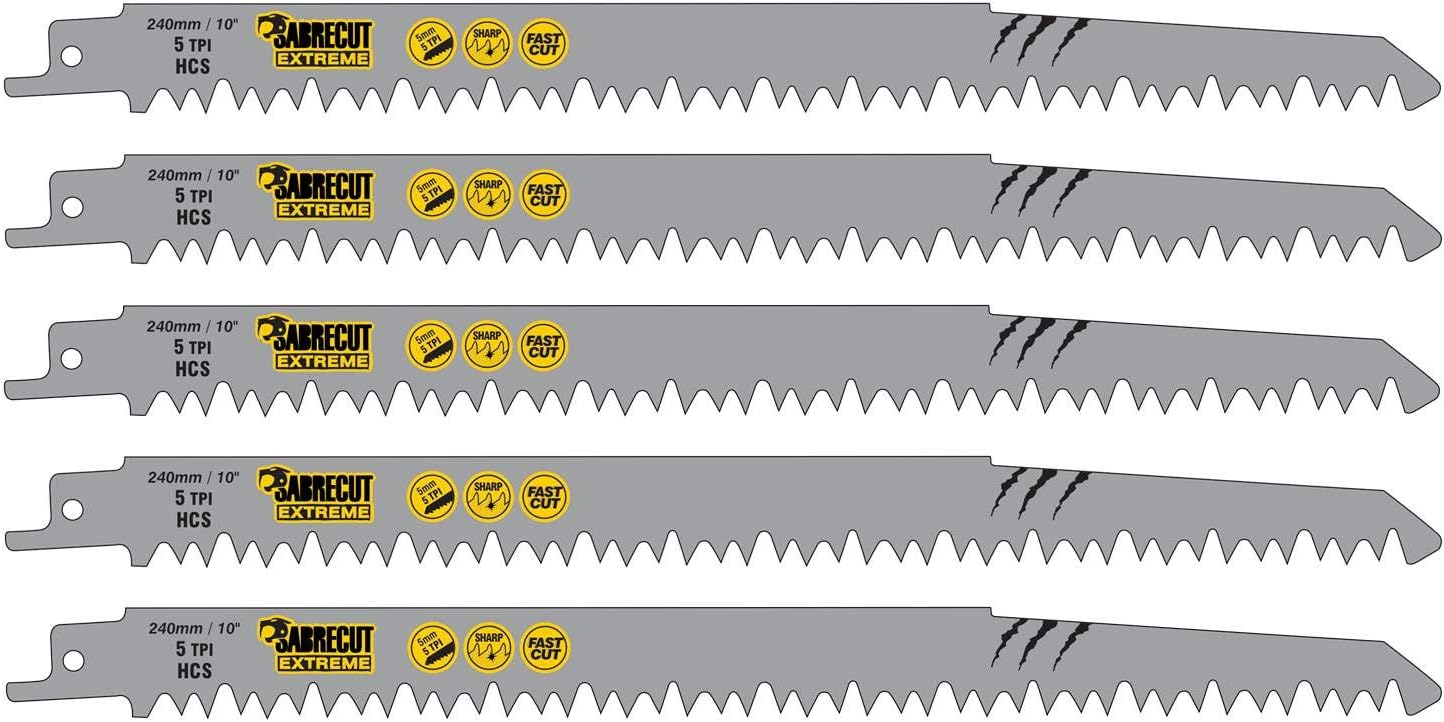 5 x SabreCut SCRS1531L_5 240mm 5 TPI S1531L Very Fast Wood Cutting Reciprocating Sabre Saw Blades
