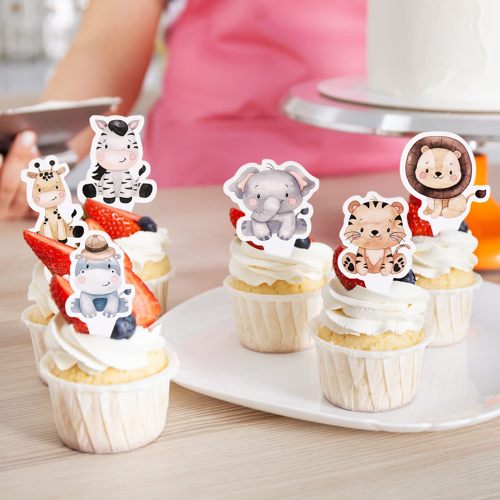 Set di 12 decorazioni per torte della giungla, decorazione per torte, animali, foresta, felice, compleanno, muffin, decorazione per il 1° compleanno, per bambini, feste, torte, per bambini, ragazzi
