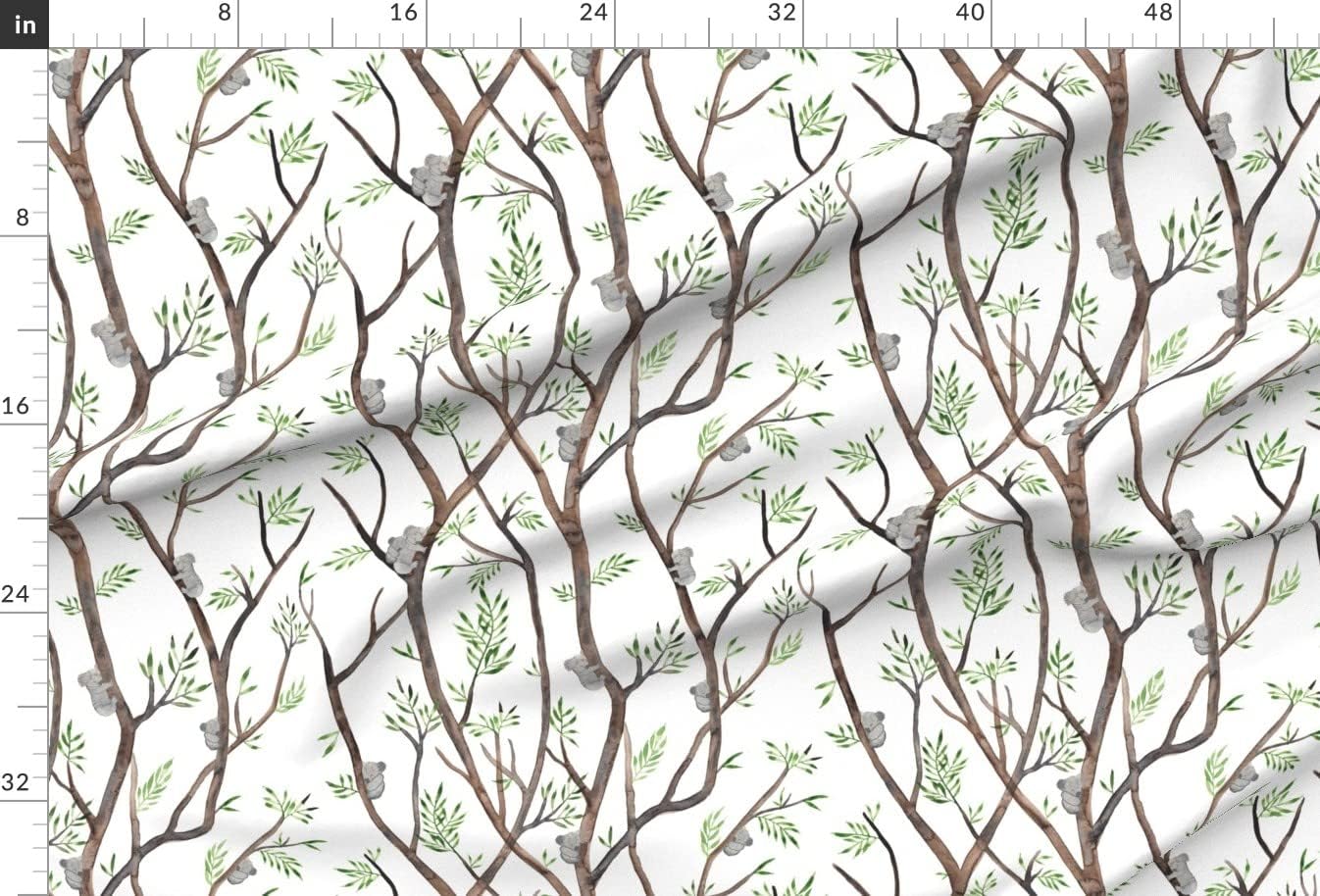 Spoonflower Fabric - Eucalyptus Trees Koala Bears Animal Tree Watercolour Australia Printed on Minky Fabric by The Yard - Sewing Baby Blankets Quilt Backing Plush