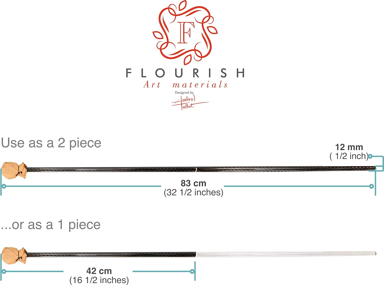 33'' Carbon Fiber Mahl Stick- 3x lighter than most aluminium mahl sticks. 7 year warranty included. (2 piece MEDIUM- 33in)