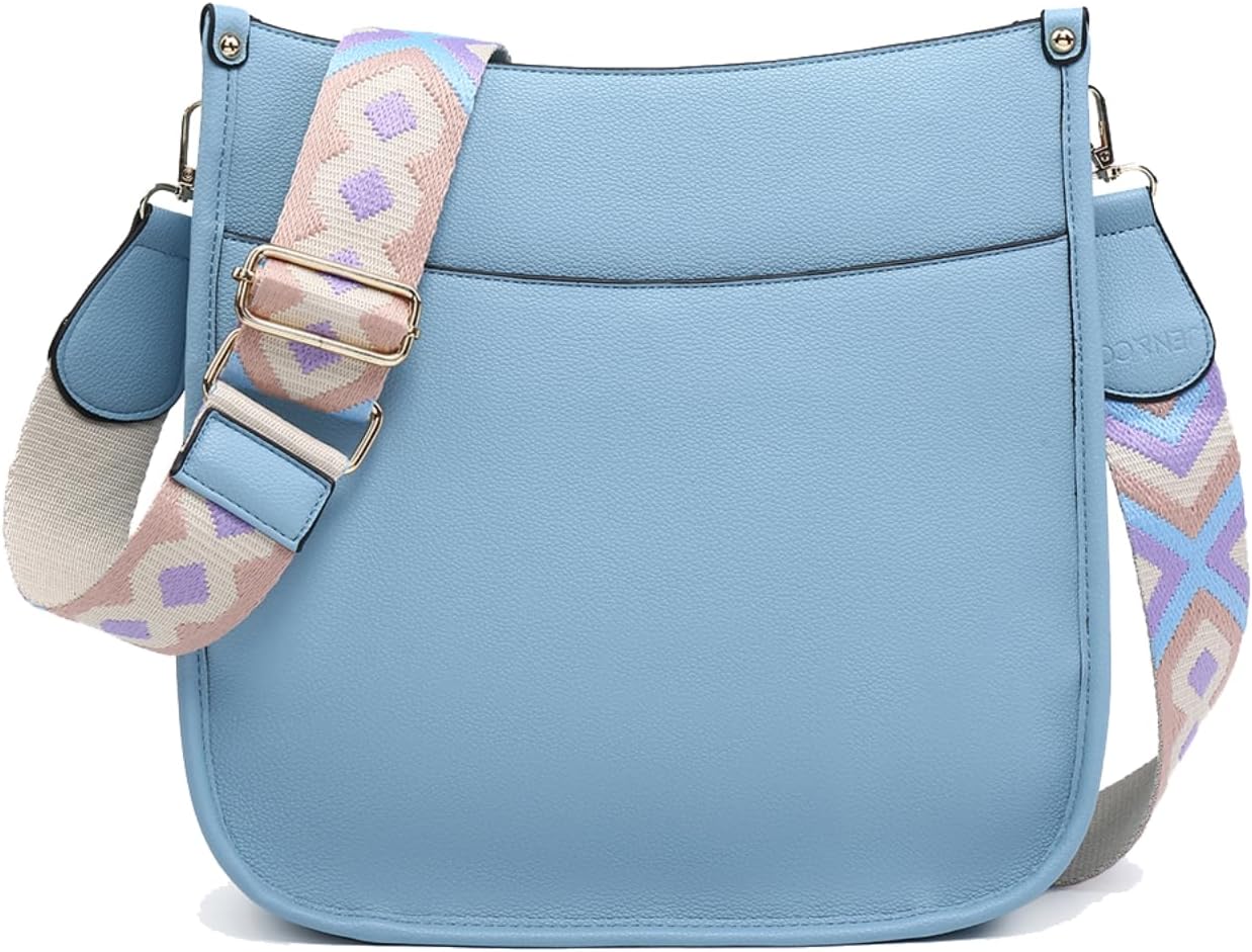 JEN & CO. Crossbody Bags for Women Trendy Vegan Leather Hobo Purses Shoulder Handbags with Wide Adjustable Guitar Strap