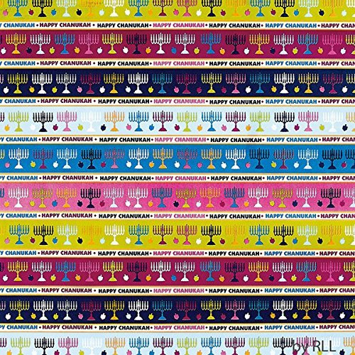 Striped Happy Chanukkah 30 Sq. Ft. Gift Wrap Roll
