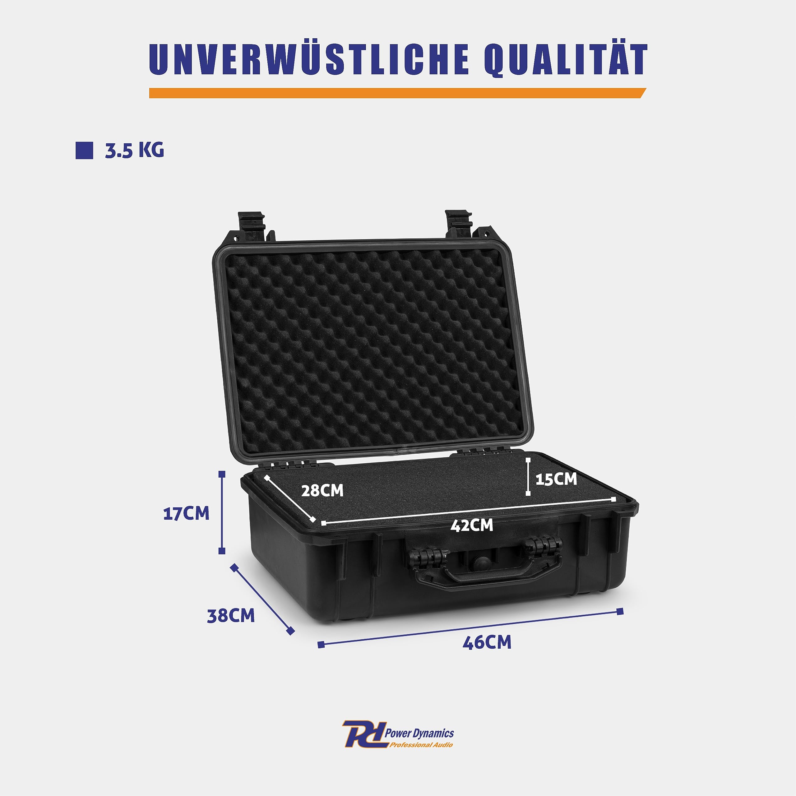 Power Dynamics GIGCase12, Universal Hard Case Kamera Koffer Schaumstoff, DJ Koffer, Foto Koffer, Schutzkoffer, DJ Universalkoffer, Wasserdichter Koffer, Transportkoffer mit Schaumstoff, Schwarz