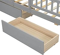 Vista 179 de Modern Full Size Platform Bed Storage Headboard and Safety Guardrail for Kids, Function Wood Platform Bed Frame with Built-in LED Light for Boy