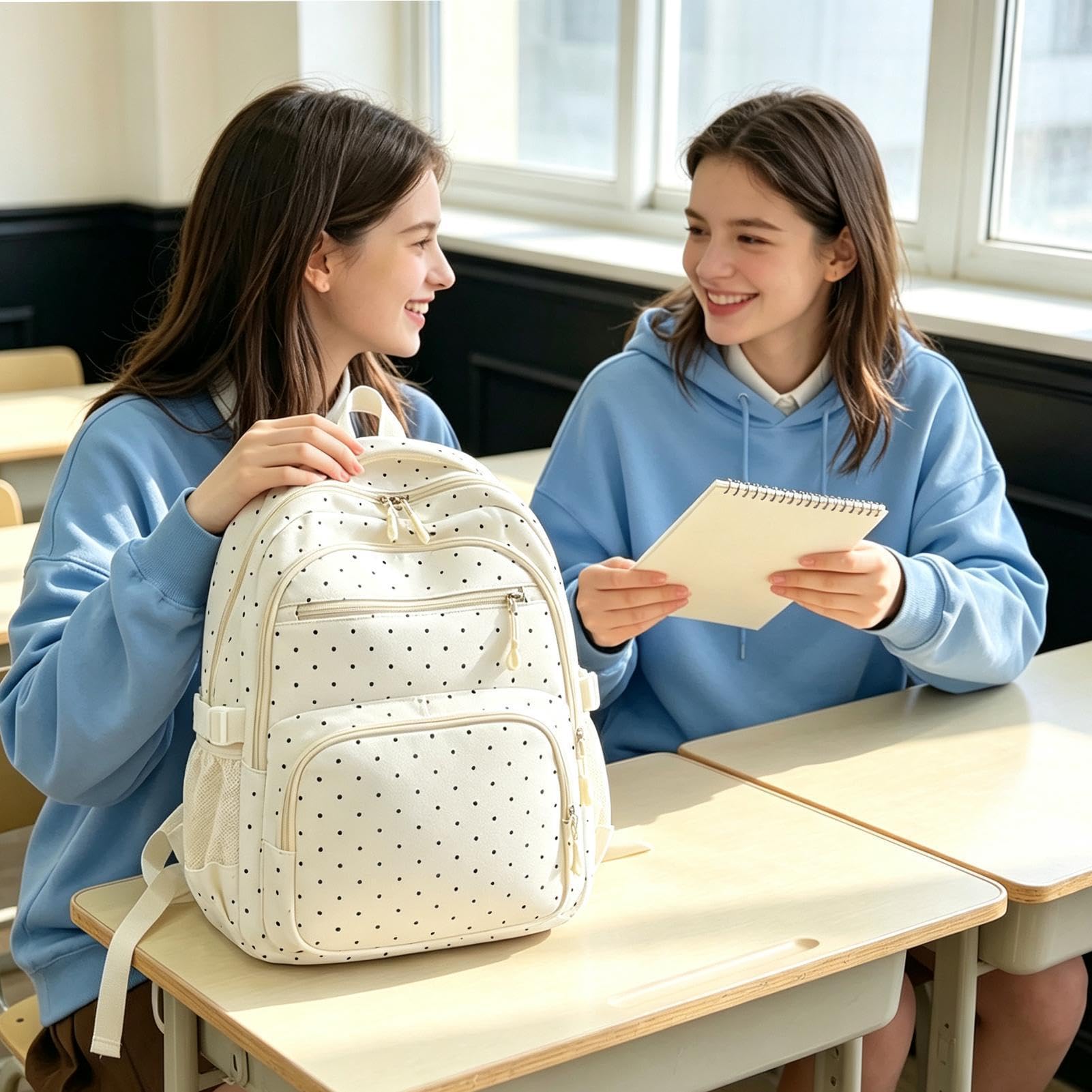 Kawaii - Set di 3 cartelli per la scuola, motivo a pois, con scomparti