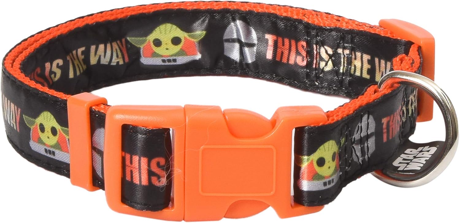 Star Wars The Mandalorian This is The Way Small Dog Collar | Orange Small Mandalorian Dog Collar | Dog Collar for Small Dogs with D-Ring, Cute Dog Apparel & Accessories for Pets