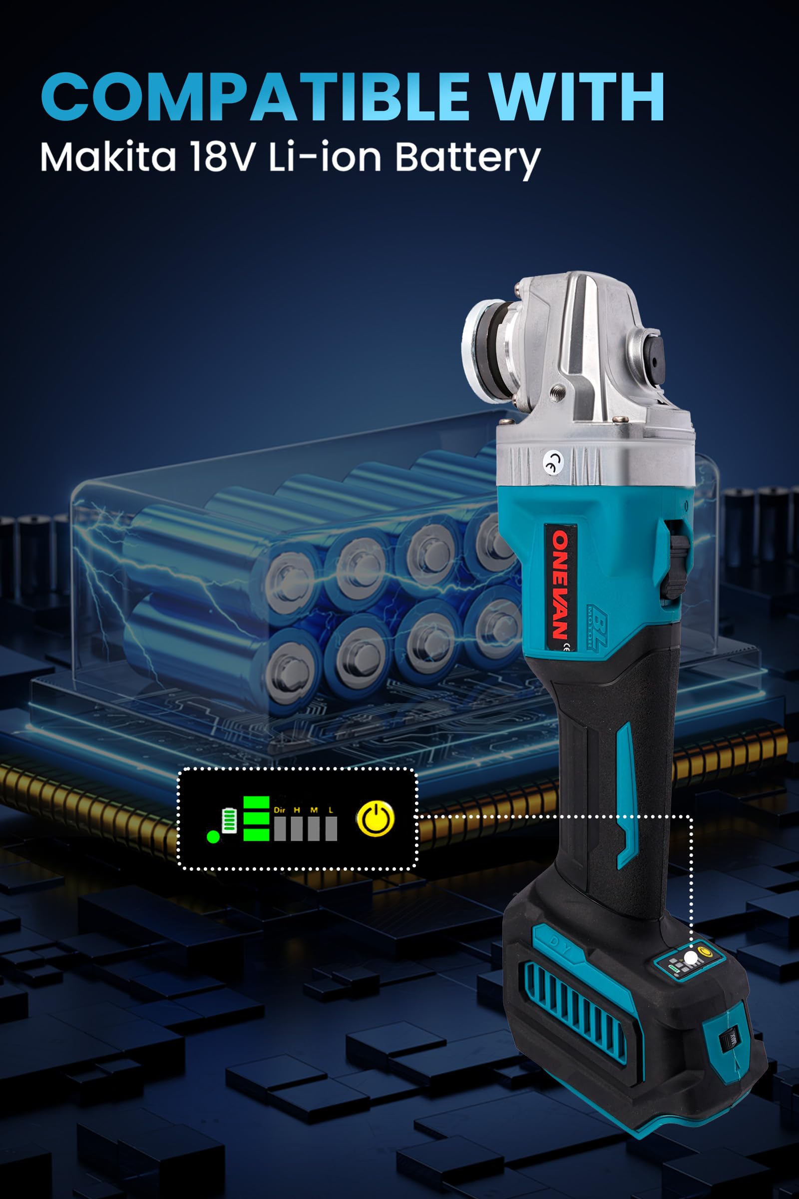 ONEVAN Brushless Angle Grinder 76mm Speed Variable Cordless Electric Circular Saw Wood Cutting Power Tool For Makita 18v Battery I.361029144 - View #5