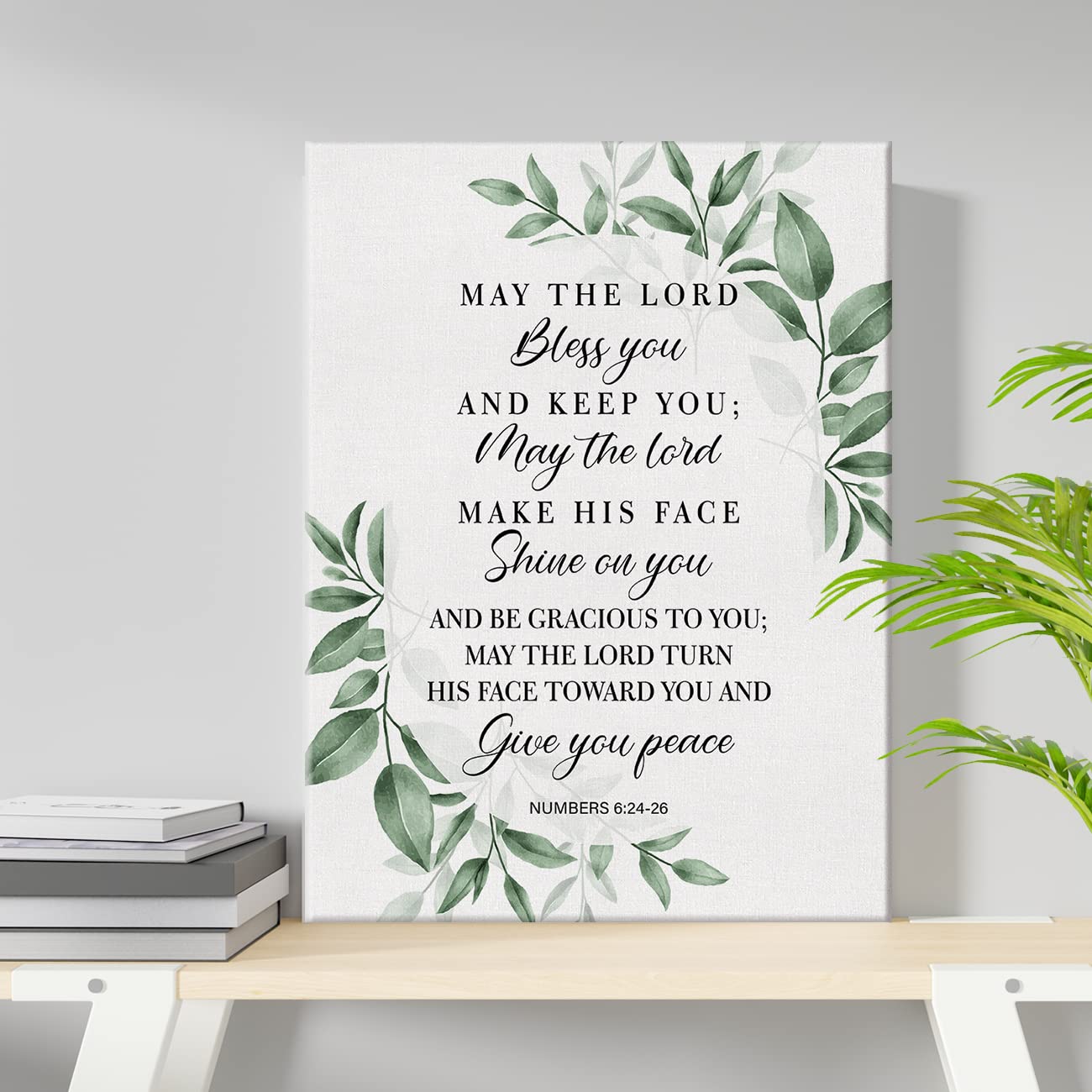 Numbers 6 24-26 - Poster artistico da parete con citazione della Bibbia, con frase in lingua inglese May The Lord Bless You and Keep You religioso, scrittura, vintage, decorazione per soggiorno