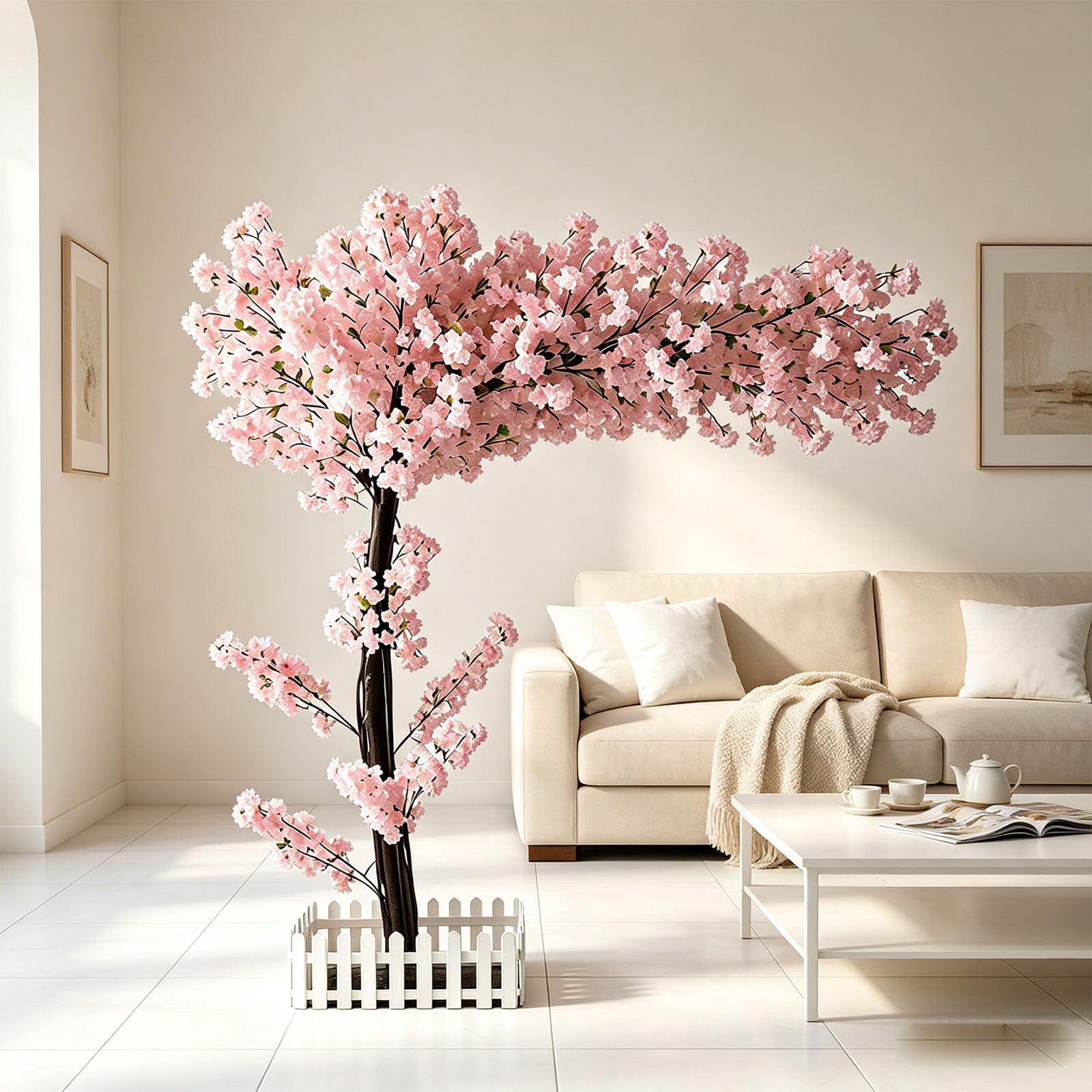 KüNstlicher KirschblüTenbaum Simulationsbaum Perfekt Mit Lebensechten BläTtern Und Blumen FüR Drinnen Und DraußEn ErhäLtlich In Verschiedenen GrößEn Rosa,001,300 * 200cm/118 * 78.7in