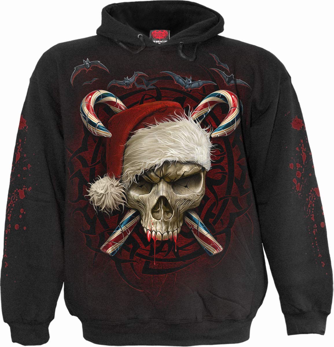 Spiral - Candy Cane Santa - Hoody Black - L