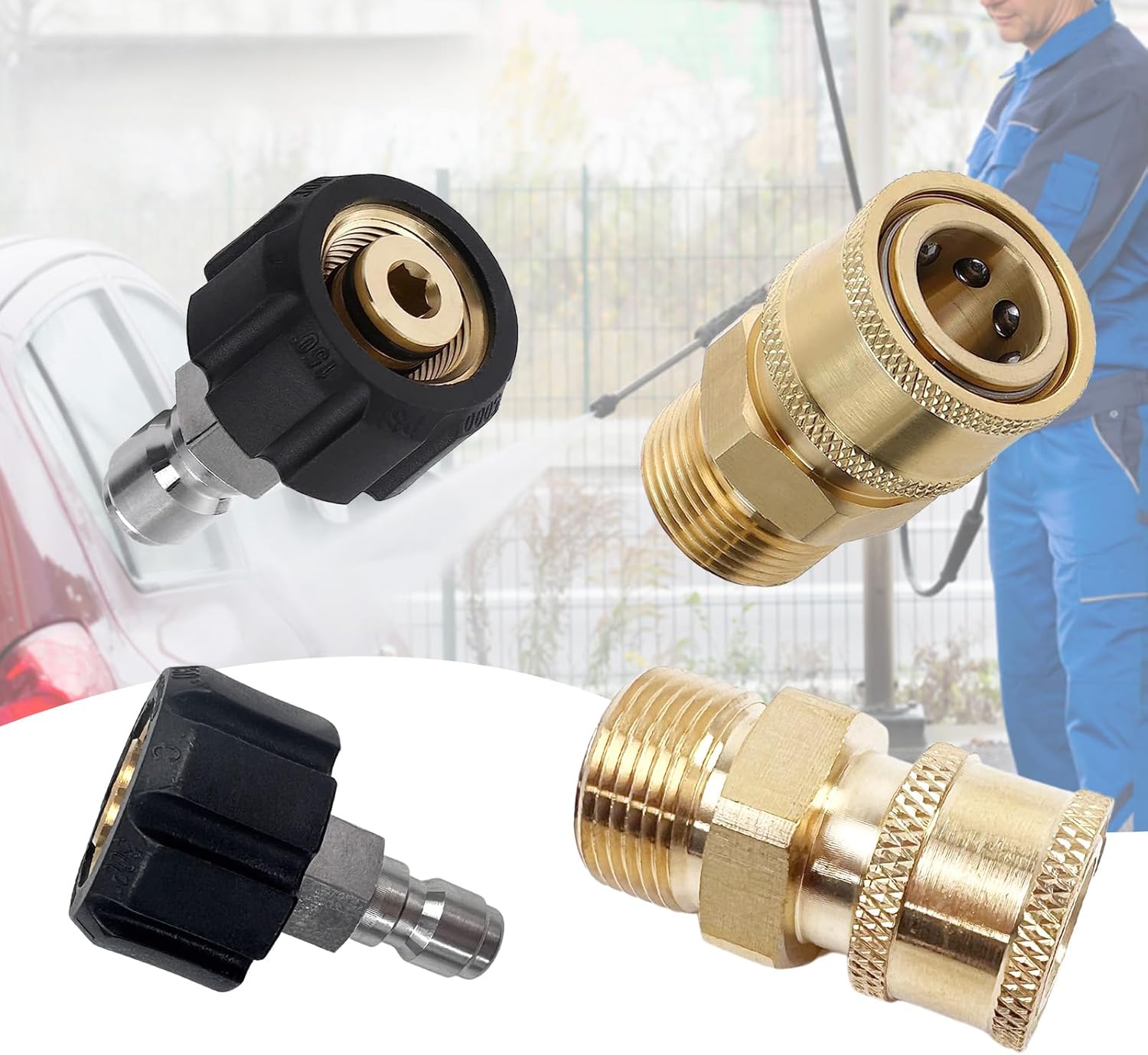 KKONHII 4 Pack Pressure Washer Quick Connect Fittings, M22