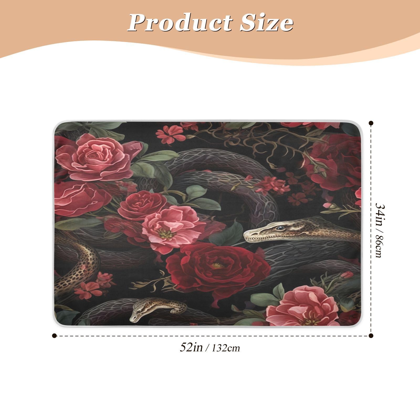 STAYTOP Peony and Snake Waterproof Bed Pad 34