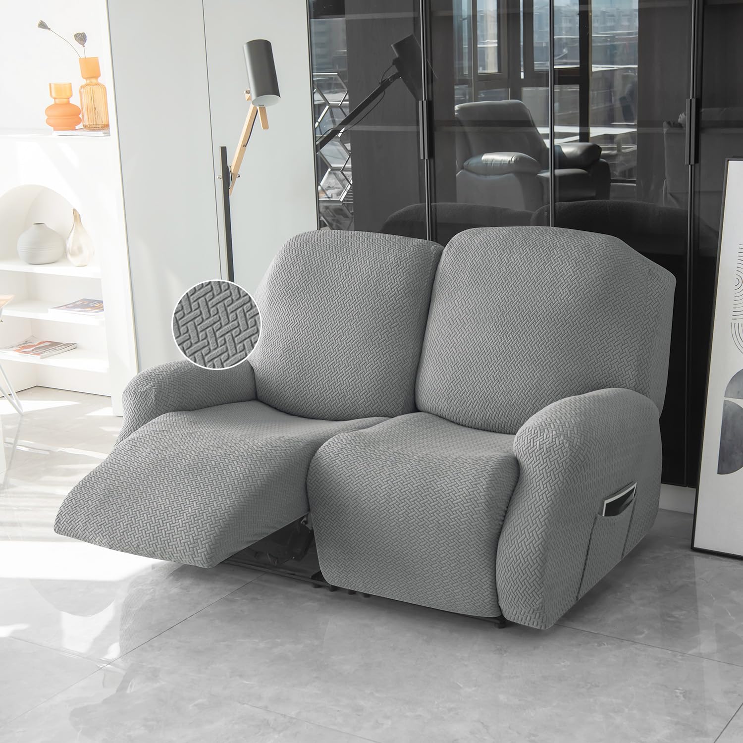 HOKIPO Recliner Cover - 3 Seater Grey -20