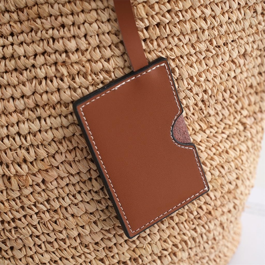 Straw Purse Simple Style Texture Hollow Straw Bag Women's Bag Raffia Trendy Woven Cowhide Handbag Straw Purses