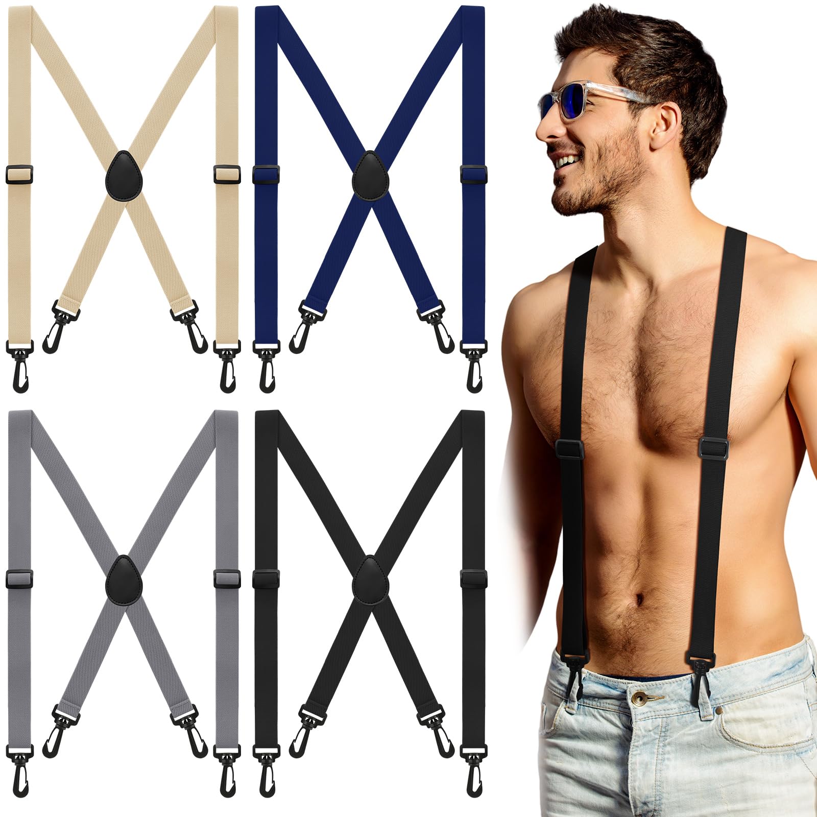 Toulite4 Pcs Hidden Suspenders Swivel Hook Suspenders Airport Friendly Underclothing Suspenders Hook Suspenders for Men