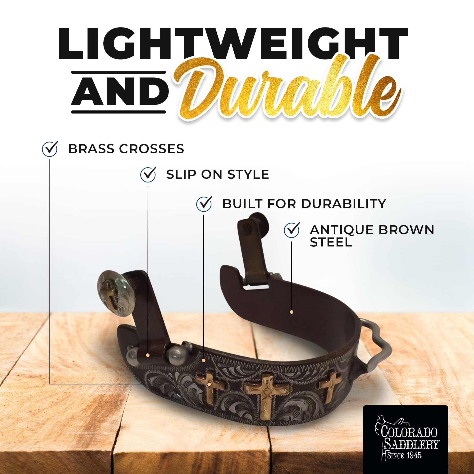 Colorado Saddlery The Los Cruces Bumper Spurs for Men - Antique Brown Finish, Stylish Boot Spurs with 1-1/4