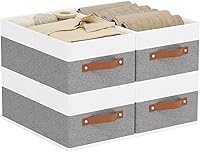 Vista 18 de Cajas de almacenamiento, cestas de almacenamiento con asas, cubos organizadores para armario, dormitorio, lavandería, 13 x 9.1 x 5.5 pulgadas, Gris