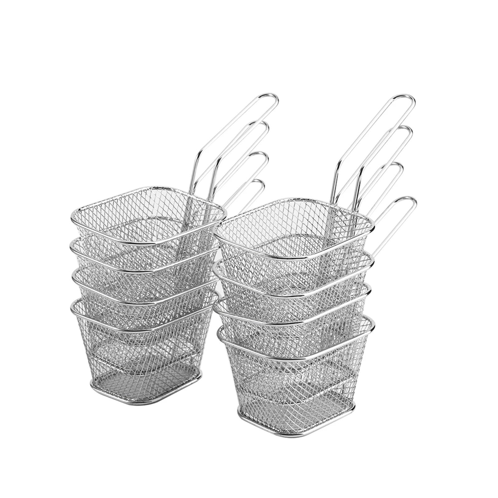 colador acero inoxidable 8 cestas for servir papas fritas, mini colador de acero inoxidable for presentación alimentos