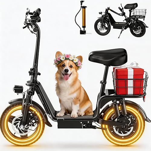 Electric Scooter Adults, 1300W Peak Motor, Electric Scooter with Seat, 48V 13Ah Battery, 14" Tires, 35 Miles Range, 20 MPH, 330 LBS Load, Dual Braking,UL 2272